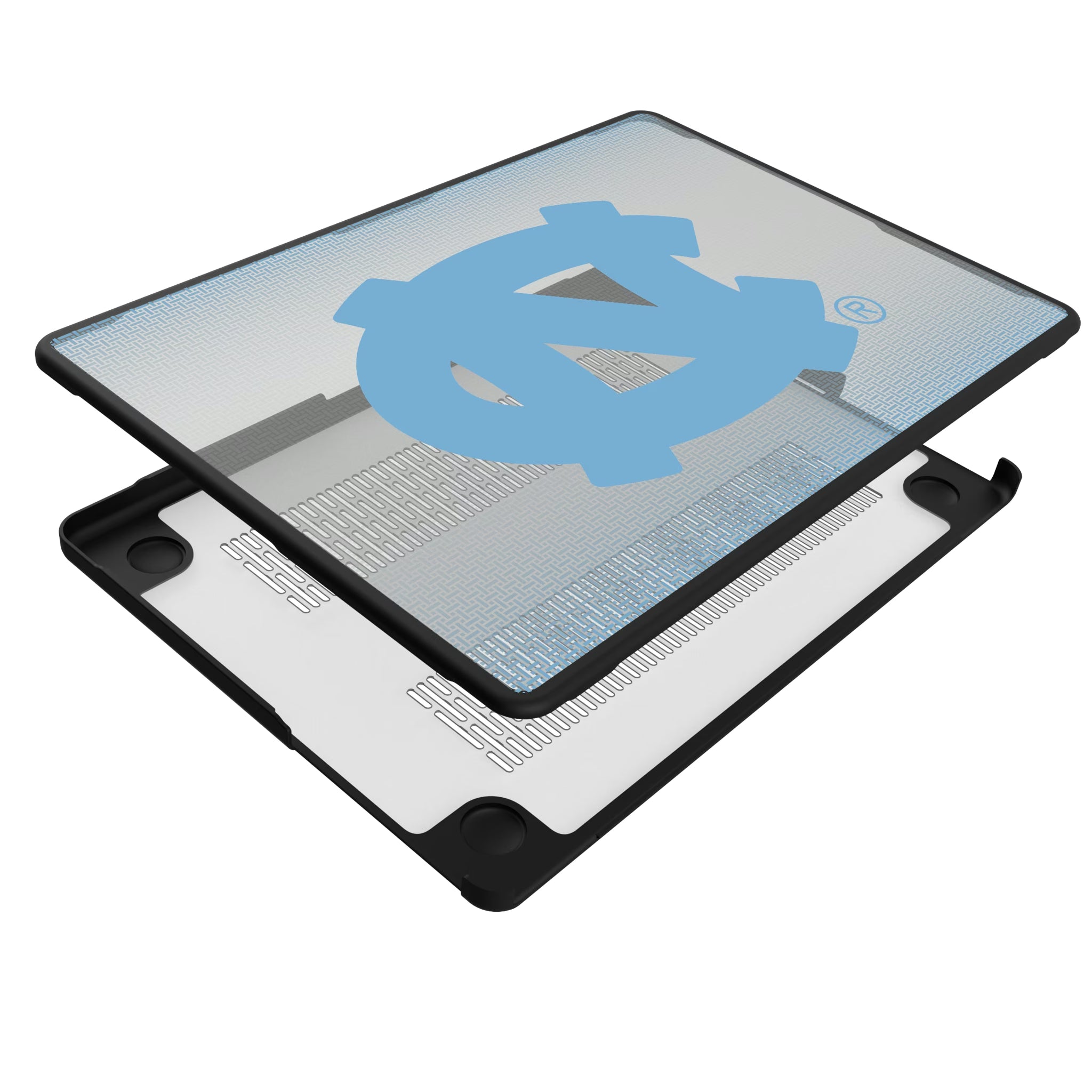 University of North Carolina Tar Heels Linen MacBook Laptop Case for Apple MacBook - Isometric View#Device_MacBook Pro (14-inch, 2021) / MacBook Pro (14-inch, 2023) / MacBook Pro (14-inch, 2024)
