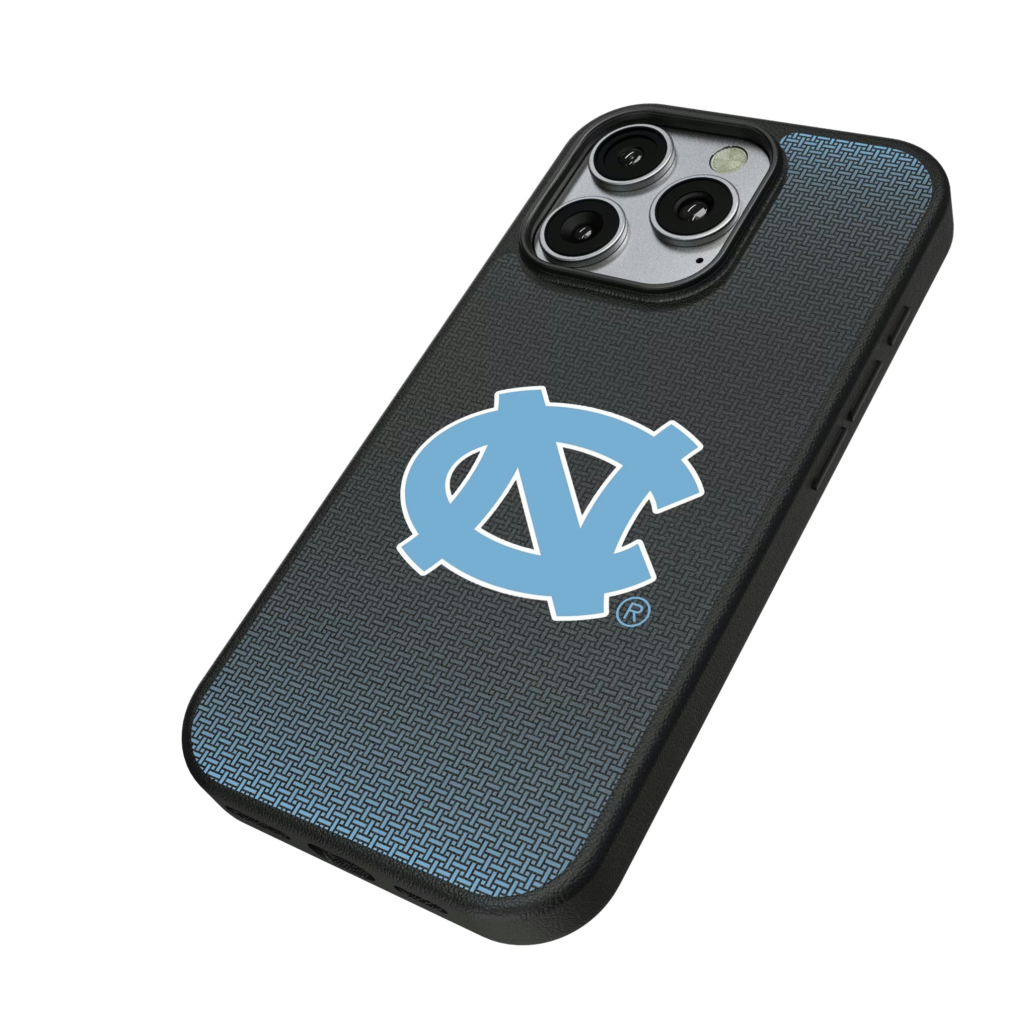 University of North Carolina Tar Heels Linen iPhone MagSafe Compatible Phone Case for Apple iPhone - Isometric View