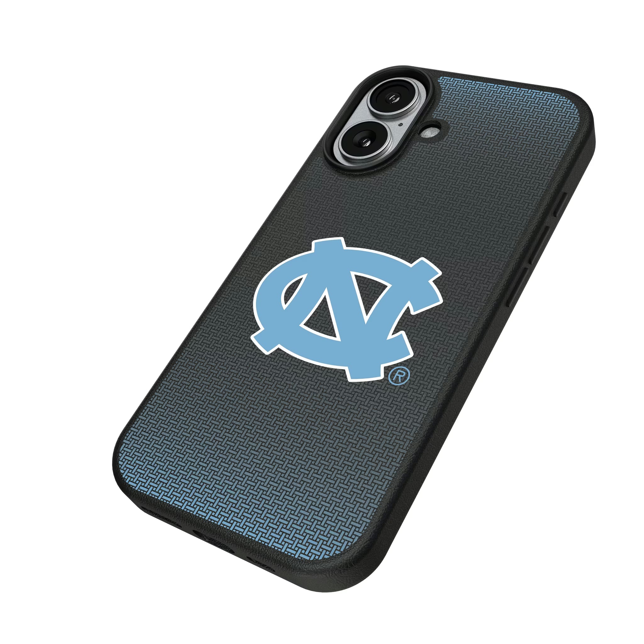 University of North Carolina Tar Heels Linen iPhone MagSafe Compatible Phone Case for Apple iPhone - Isometric View#Device_iPhone 17