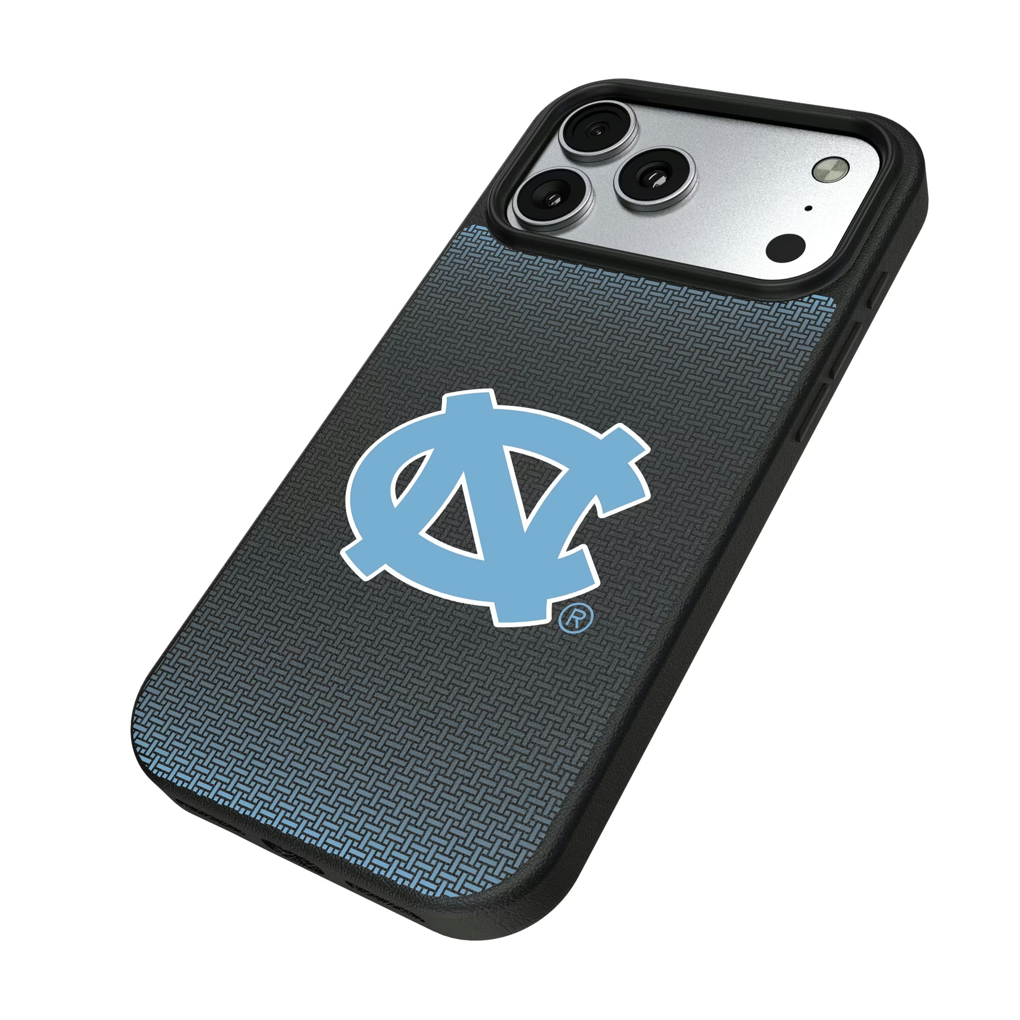 University of North Carolina Tar Heels Linen iPhone MagSafe Compatible Phone Case for Apple iPhone - Isometric View#Device_iPhone 17 Pro Max
