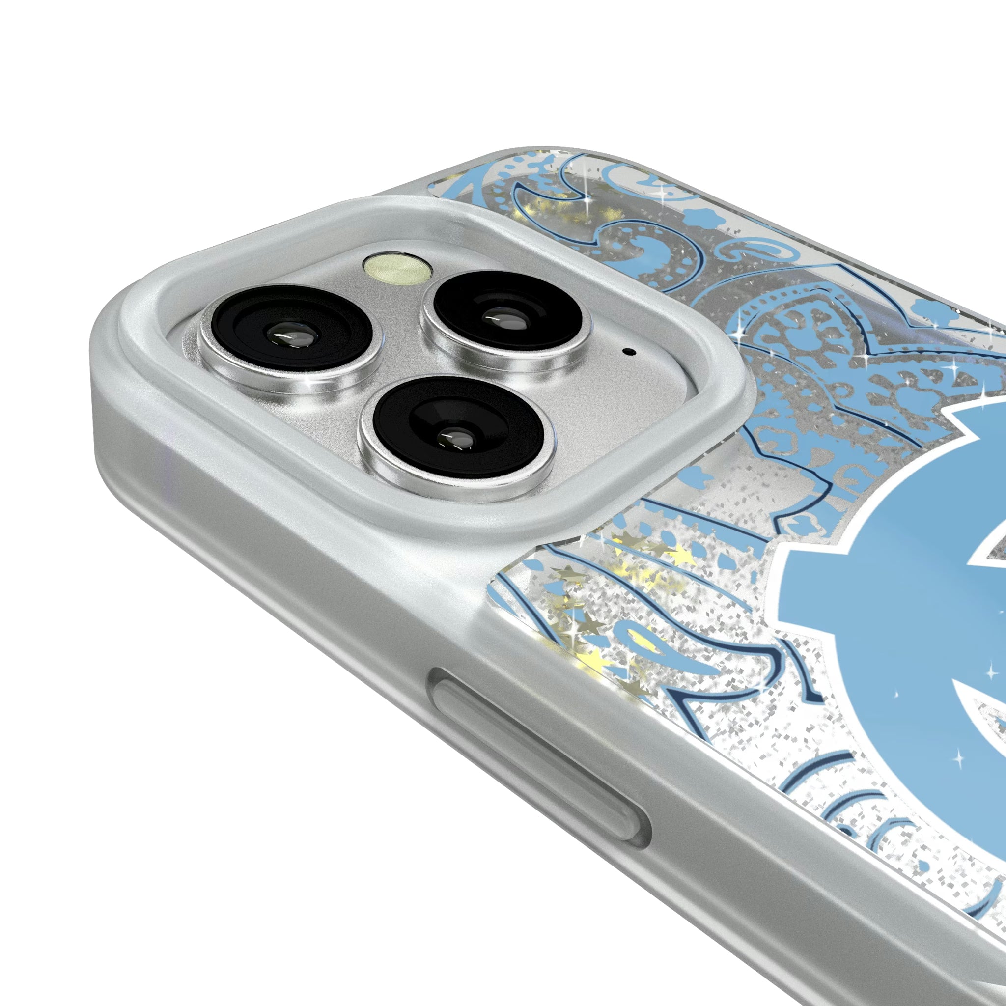 University of North Carolina Tar Heels Paisley iPhone Glitter Phone Case for Apple iPhone - Detail#Device_iPhone 16 Pro