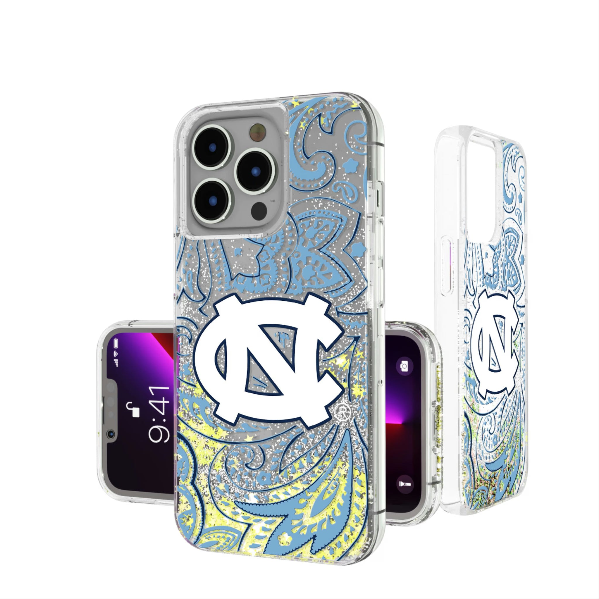 University of North Carolina Tar Heels Paisley iPhone Glitter Phone Case for Apple iPhone