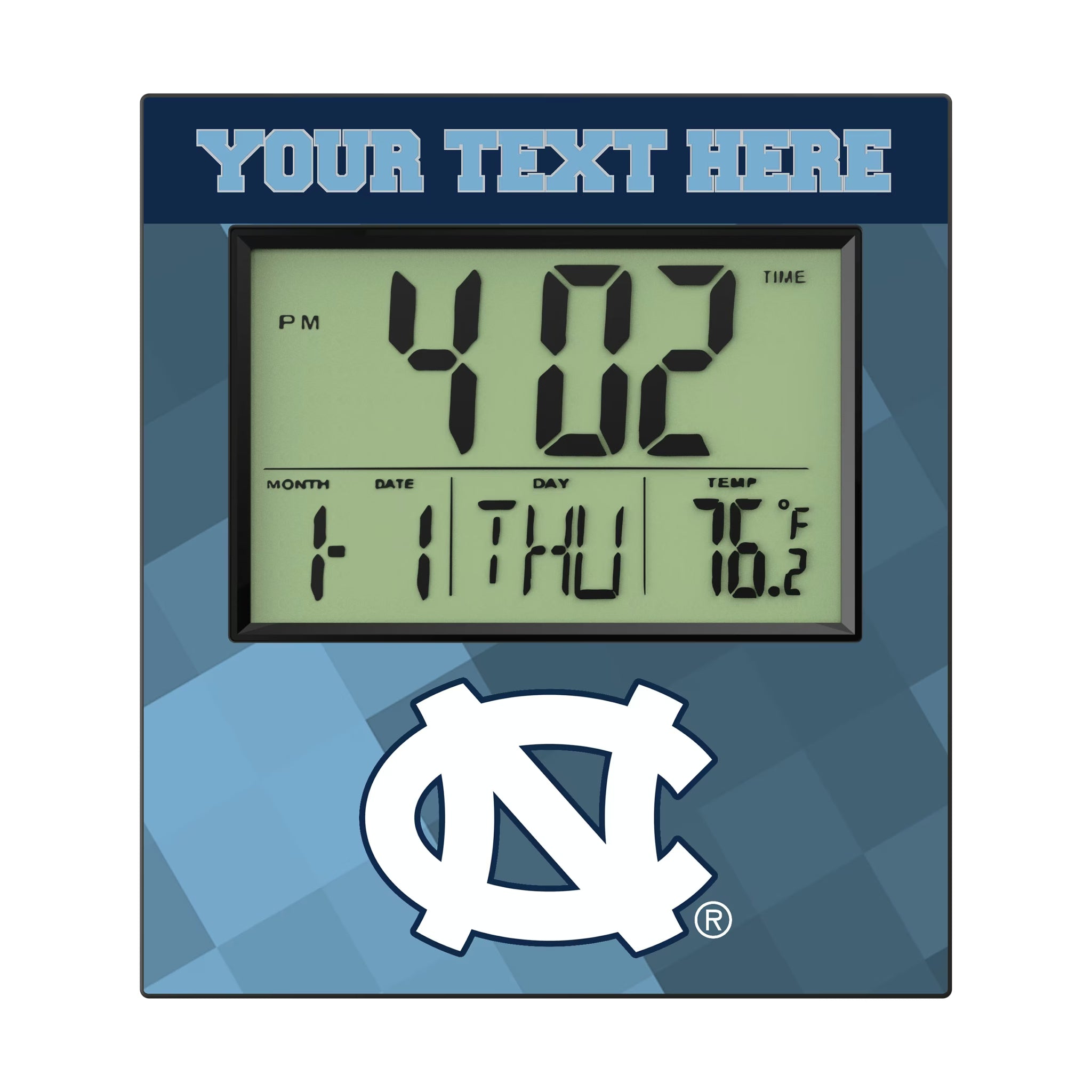 University of North Carolina Tar Heels Personalized Color Block Wall Clock