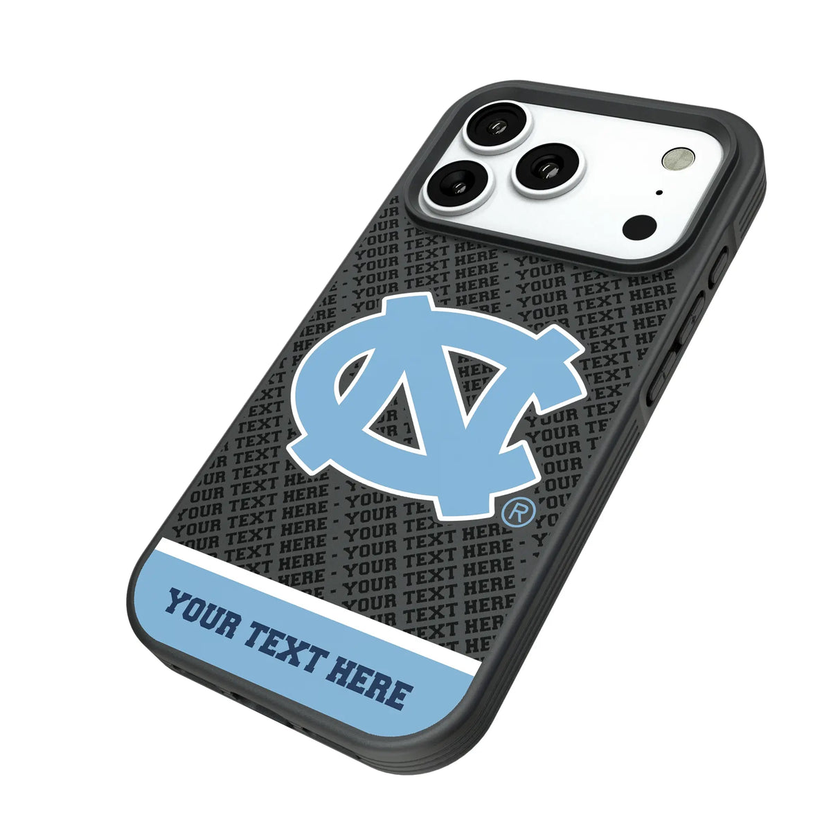 University of North Carolina Tar Heels Personalized EndZone Plus iPhone Bump Phone Case for Apple iPhone - Isometric View#Device_iPhone 18 Pro
