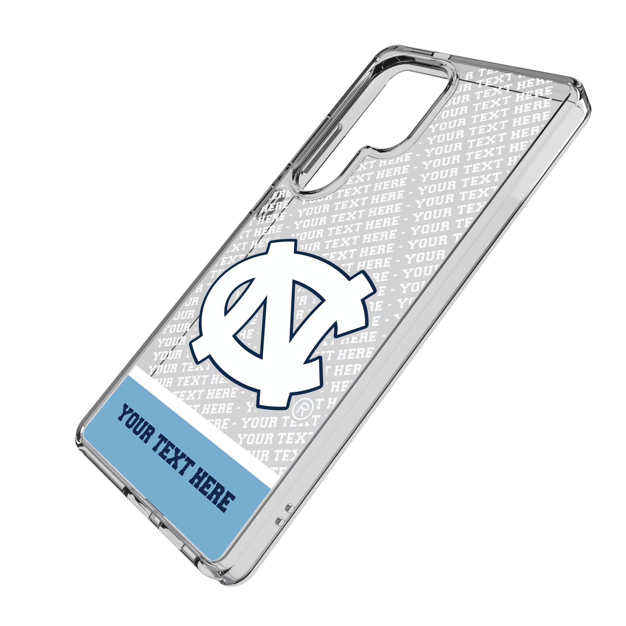 University of North Carolina Tar Heels Personalized EndZone Plus Galaxy Clear Phone Case for Samsung Galaxy - Isometric View