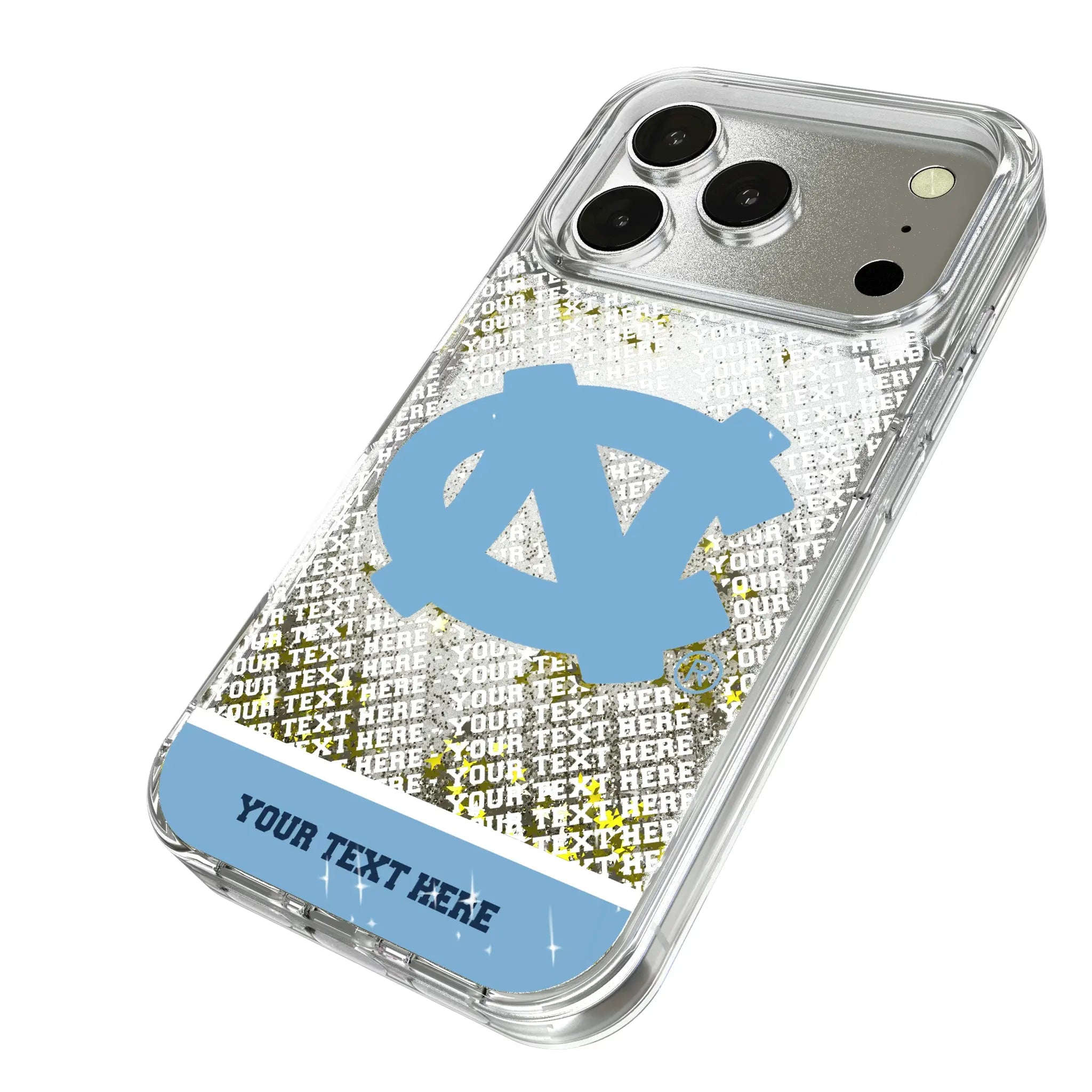 University of North Carolina Tar Heels Personalized EndZone Plus iPhone Glitter Phone Case for Apple iPhone - Isometric View