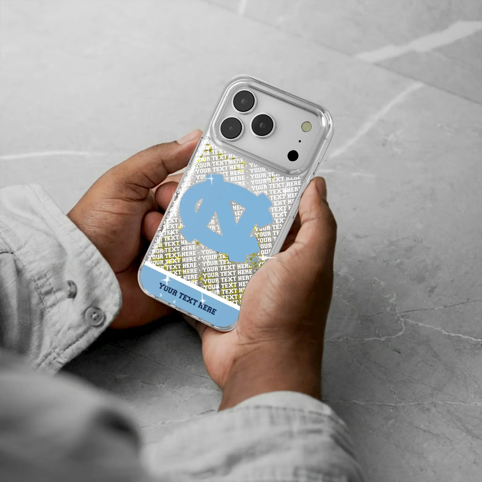 University of North Carolina Tar Heels Personalized EndZone Plus iPhone Glitter Phone Case for Apple iPhone - Lifestyle#Device_iPhone 17 Pro