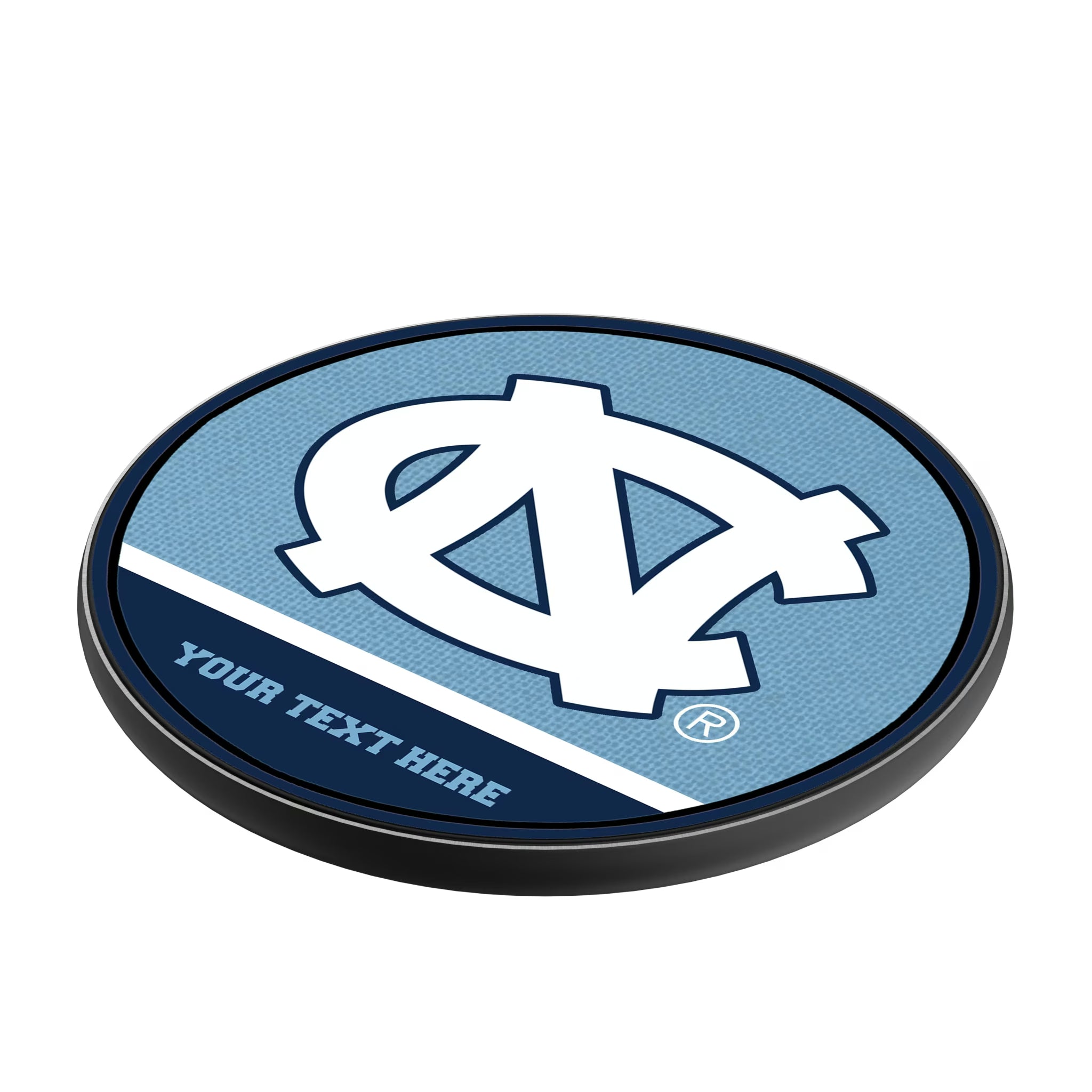 University of North Carolina Tar Heels Personalized Endzone Solid 15-Watt Wireless Charger - Isometric View