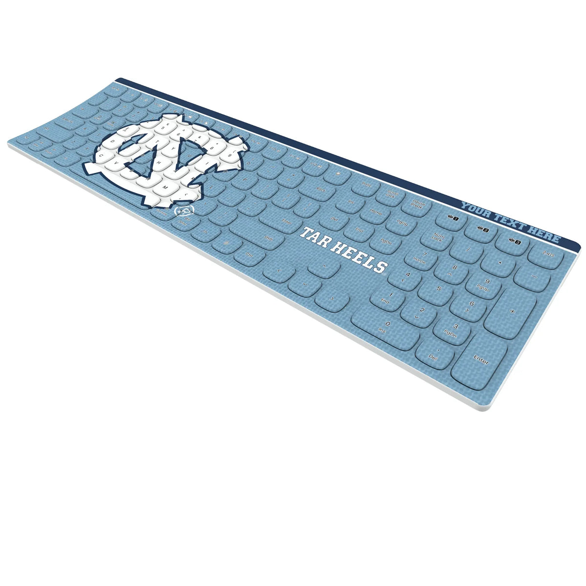University of North Carolina Tar Heels Personalized Endzone Solid KKB605 Curved Wireless Keyboard - Isometric View