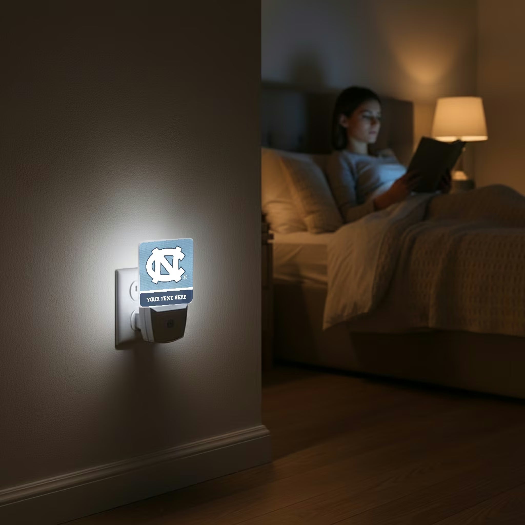 University of North Carolina Tar Heels Personalized Endzone Solid Night Light 2-Pack - Lifestyle