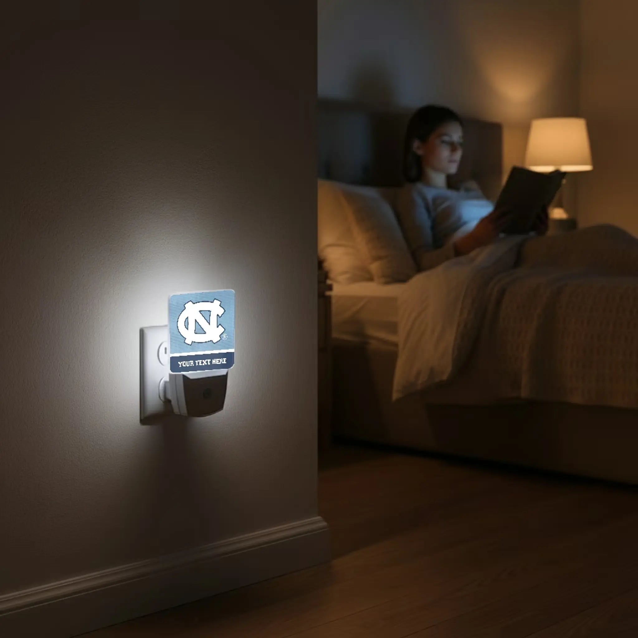 University of North Carolina Tar Heels Personalized Endzone Solid Night Light 2-Pack - Lifestyle