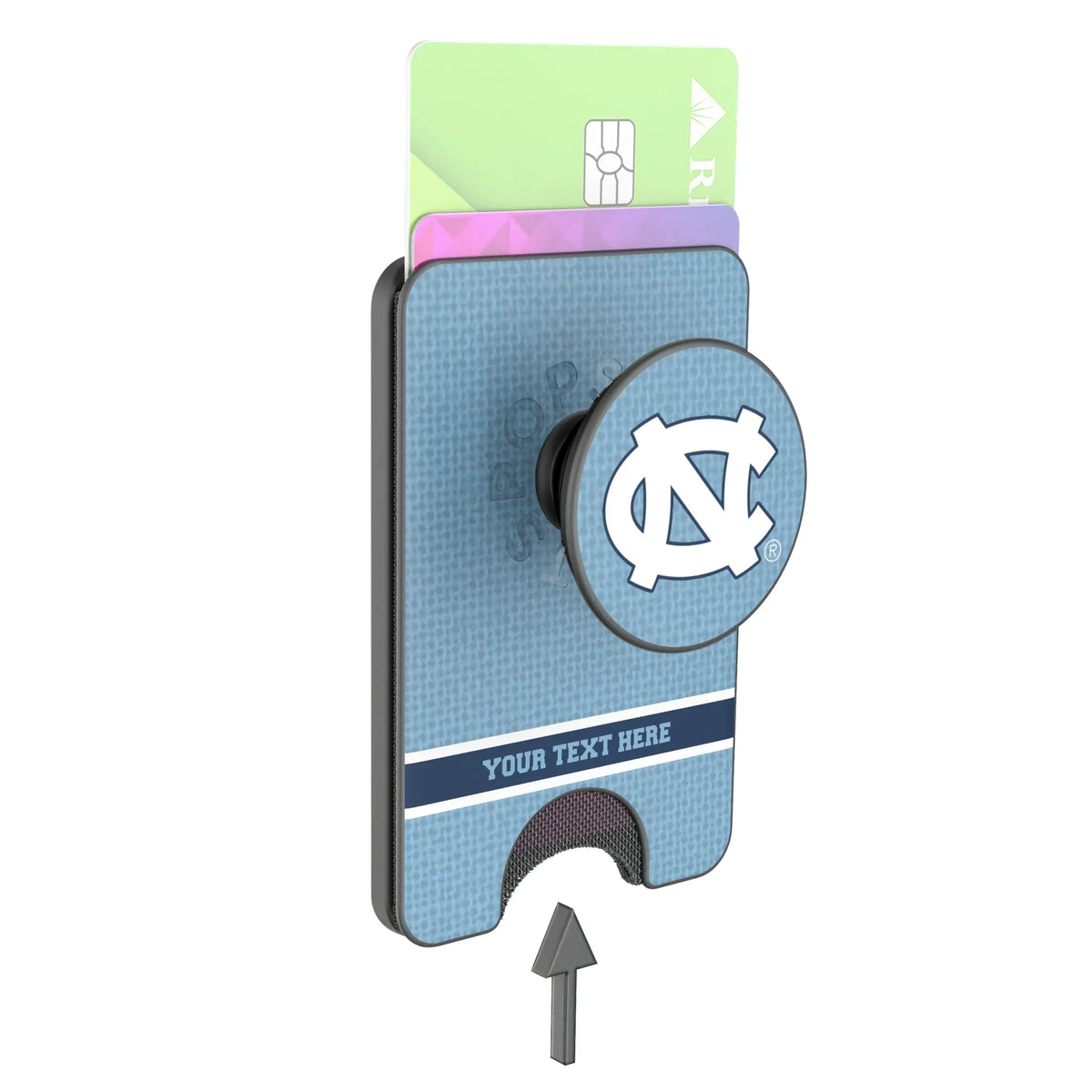 University of North Carolina Tar Heels Personalized Endzone Solid Popsockets Wallet Magnetic - Detail