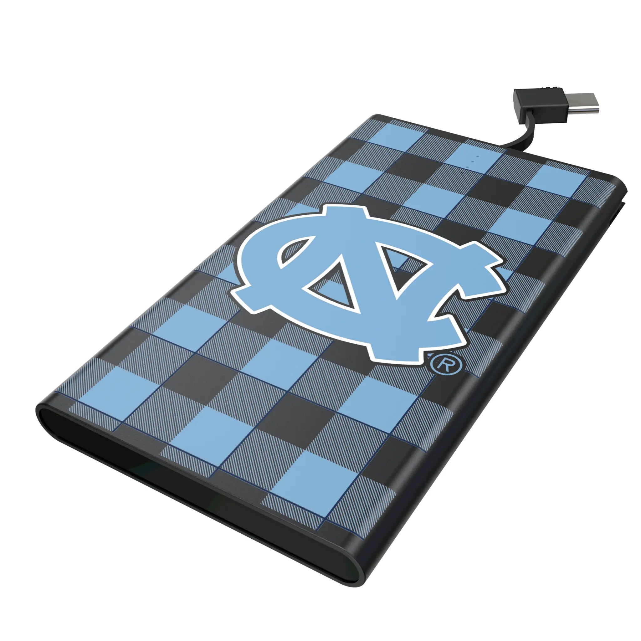 University of North Carolina Tar Heels Plaid 5000mAh Flat Power Bank