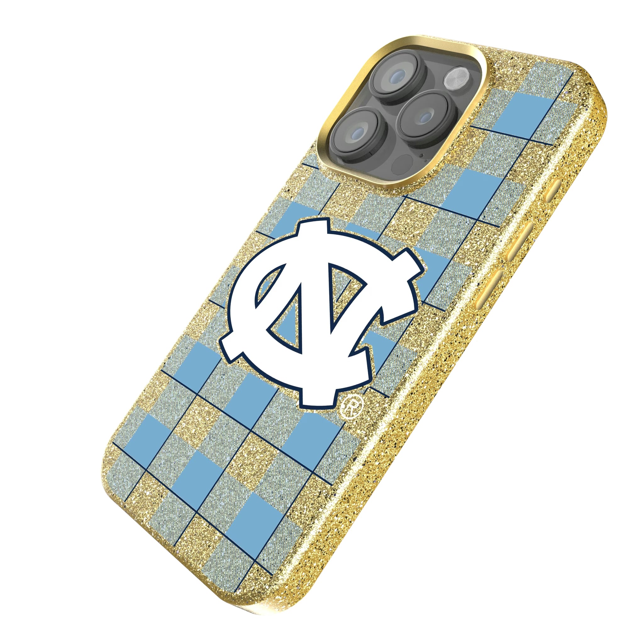 University of North Carolina Tar Heels Plaid iPhone Bling Phone Case for Apple iPhone - Isometric View