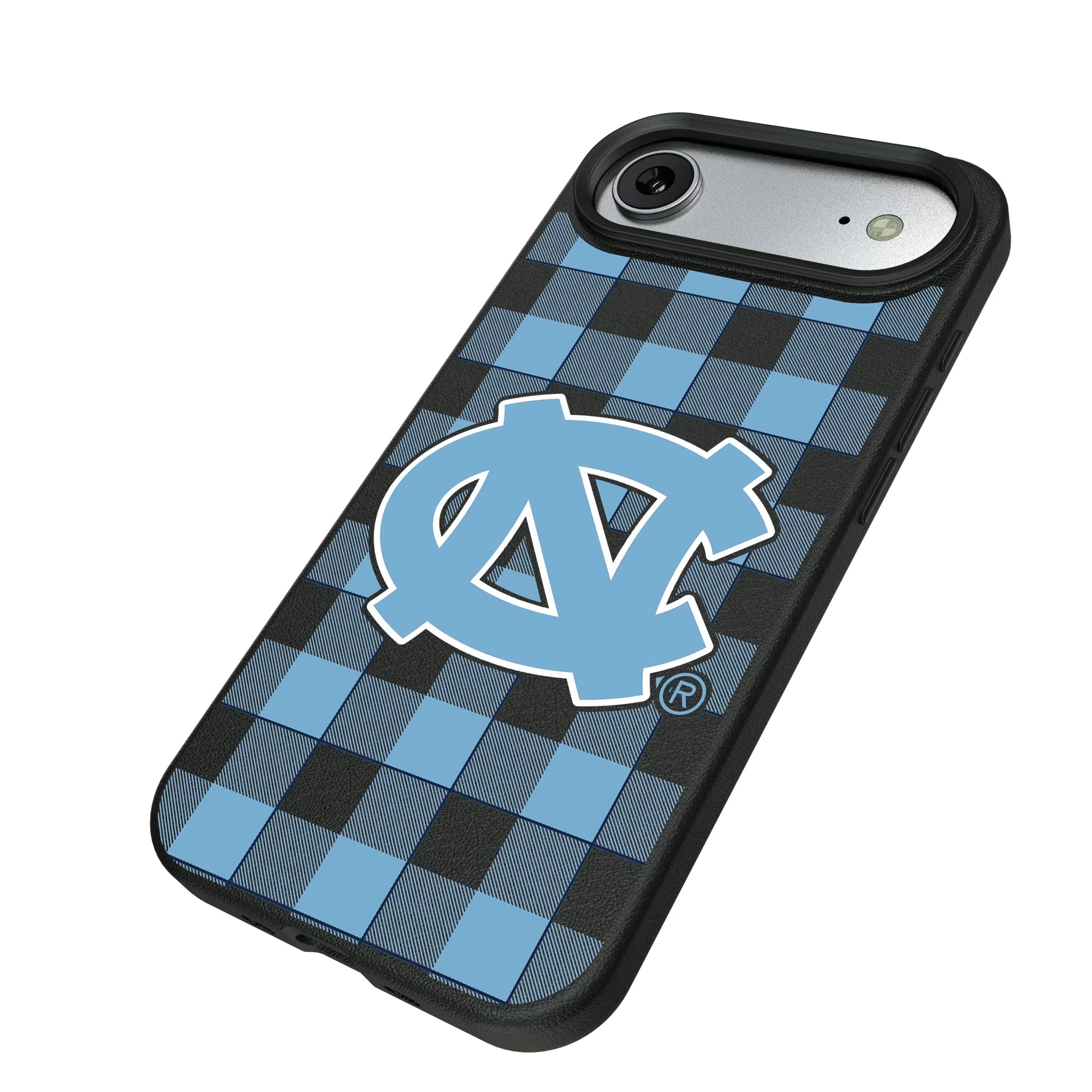University of North Carolina Tar Heels Plaid iPhone MagSafe Compatible Phone Case for Apple iPhone - Isometric View#Device_iPhone Air