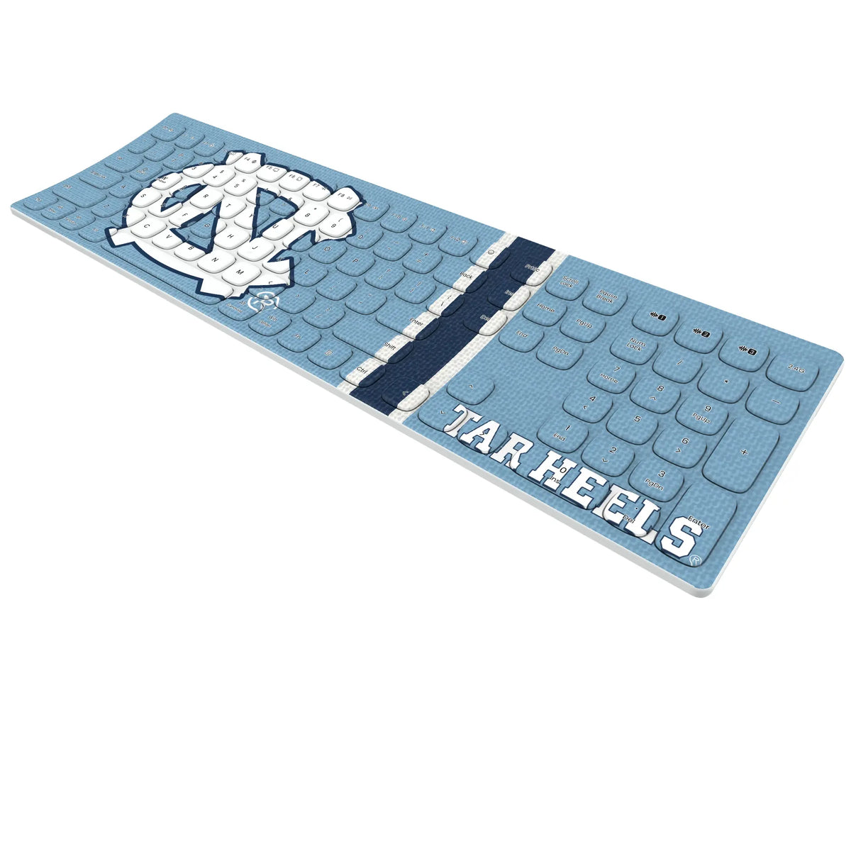 University of North Carolina Tar Heels Stripe KKB605 Curved Wireless Keyboard - Isometric View