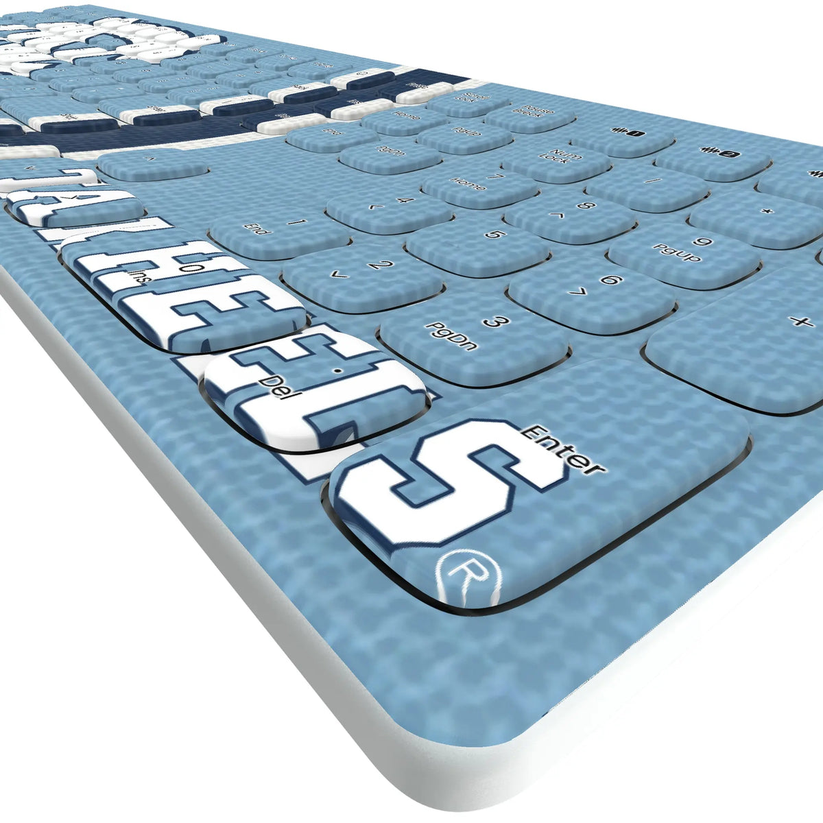 University of North Carolina Tar Heels Stripe KKB605 Curved Wireless Keyboard - Detail