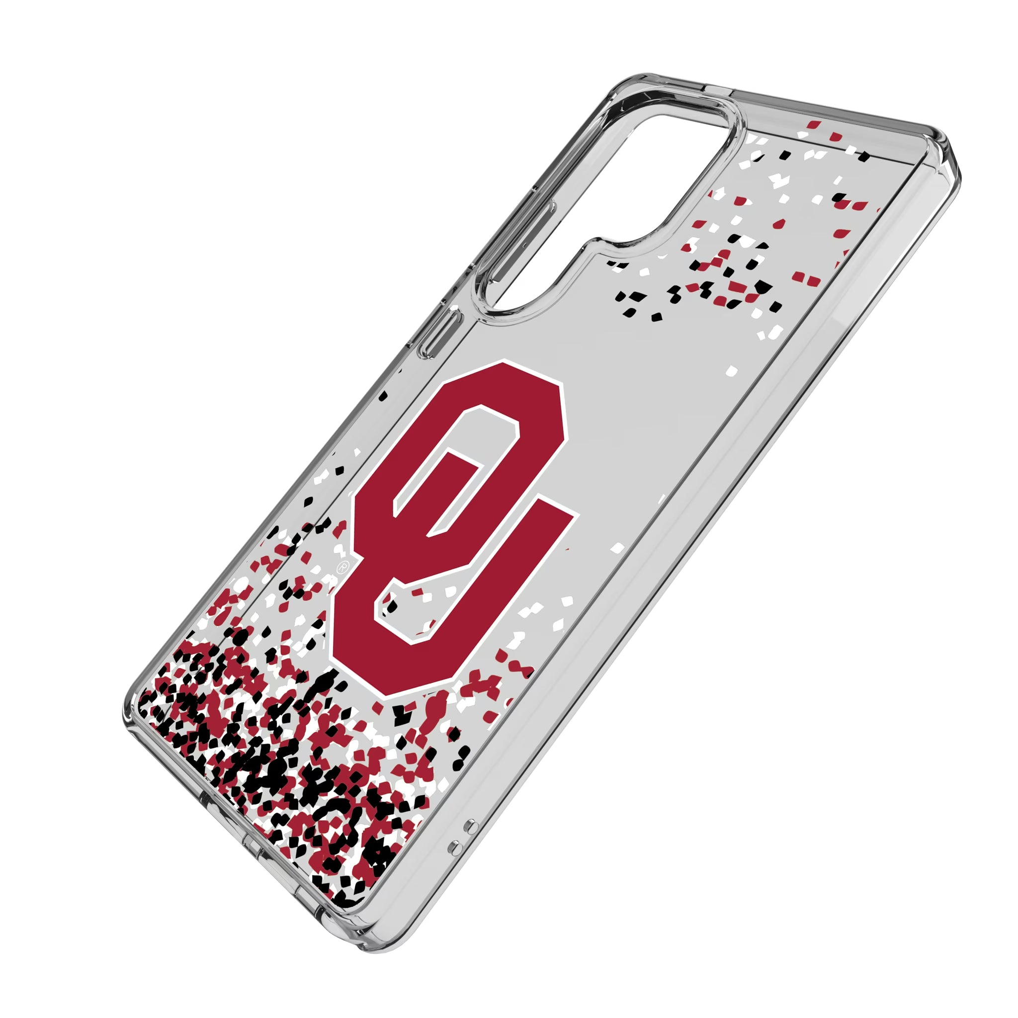University of Oklahoma Sooners Confetti Galaxy Clear Phone Case for Samsung Galaxy - Isometric View