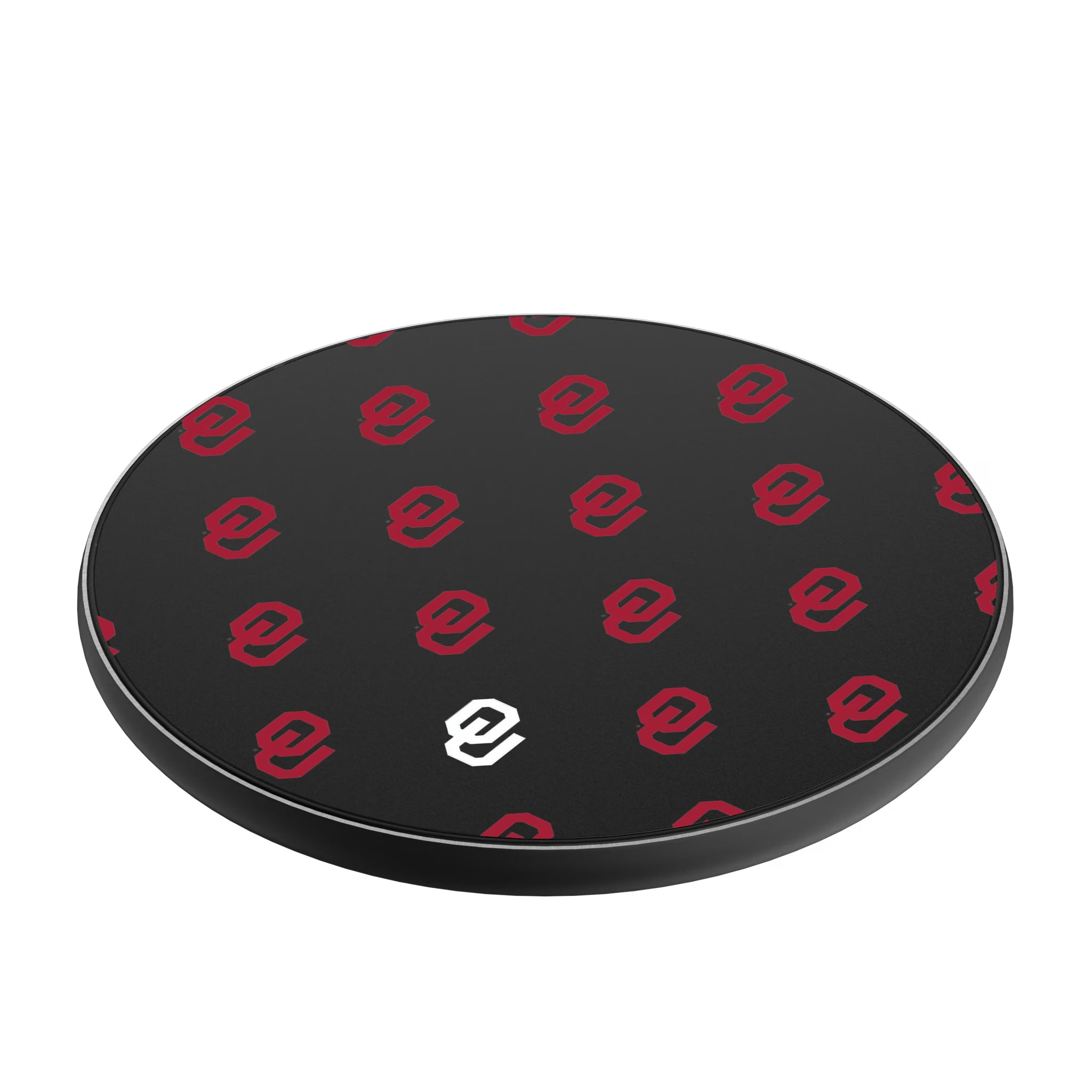 University of Oklahoma Sooners Fashion Pattern 15-Watt Wireless Charger - Isometric View