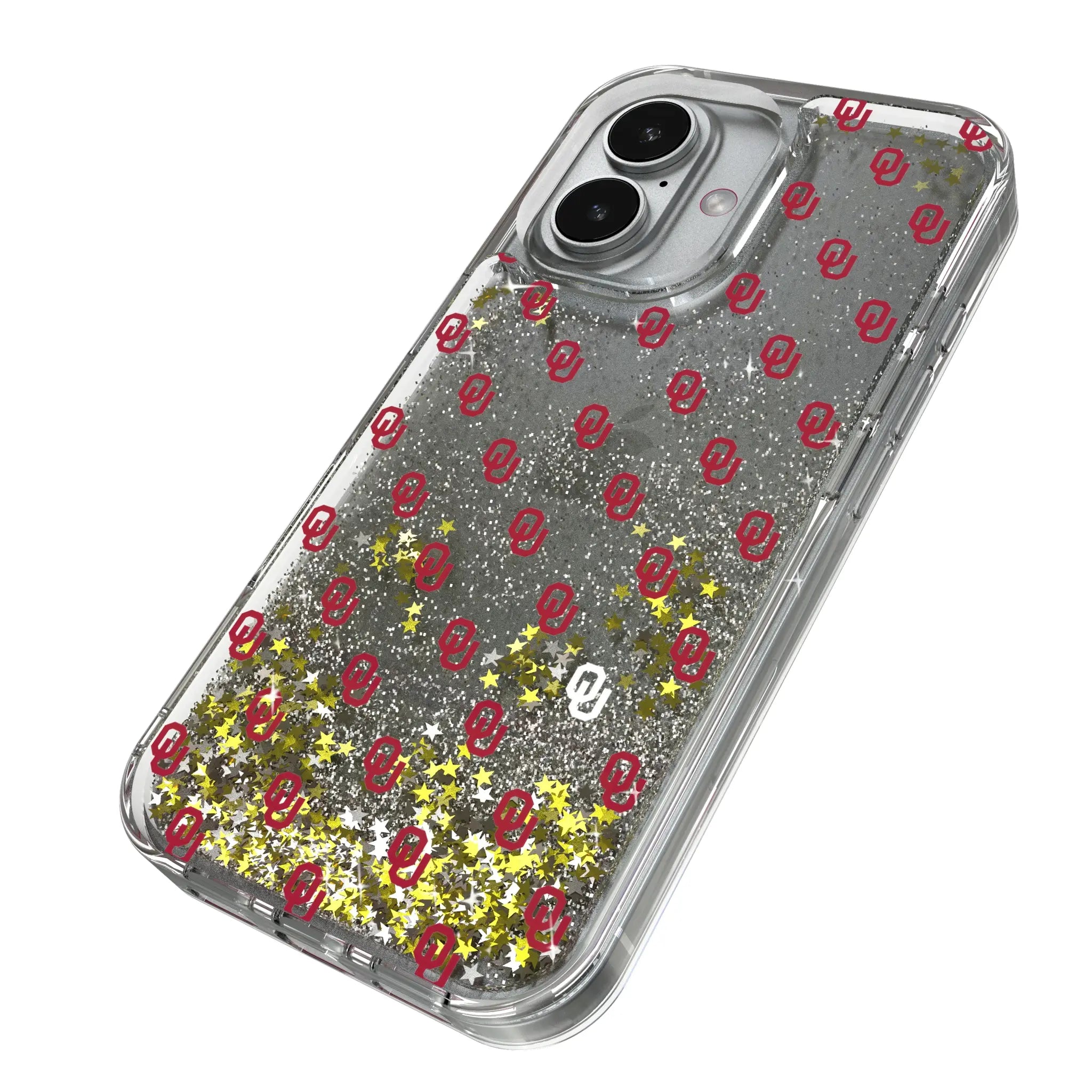 University of Oklahoma Sooners Fashion Pattern iPhone Glitter Phone Case for Apple iPhone - Isometric View