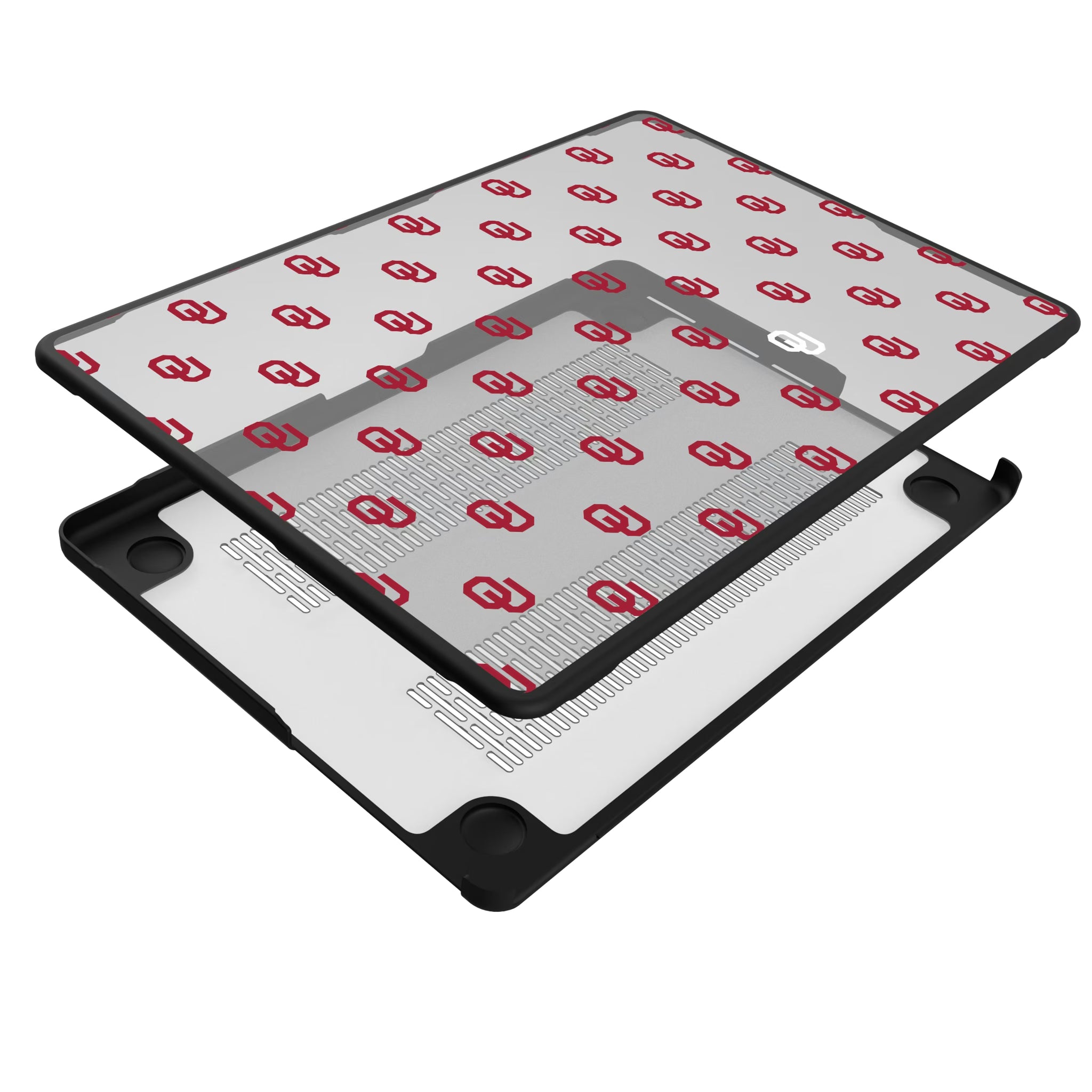 University of Oklahoma Sooners Fashion Pattern MacBook Laptop Case for Apple MacBook - Isometric View#Device_MacBook Pro (14-inch, 2021) / MacBook Pro (14-inch, 2023) / MacBook Pro (14-inch, 2024)