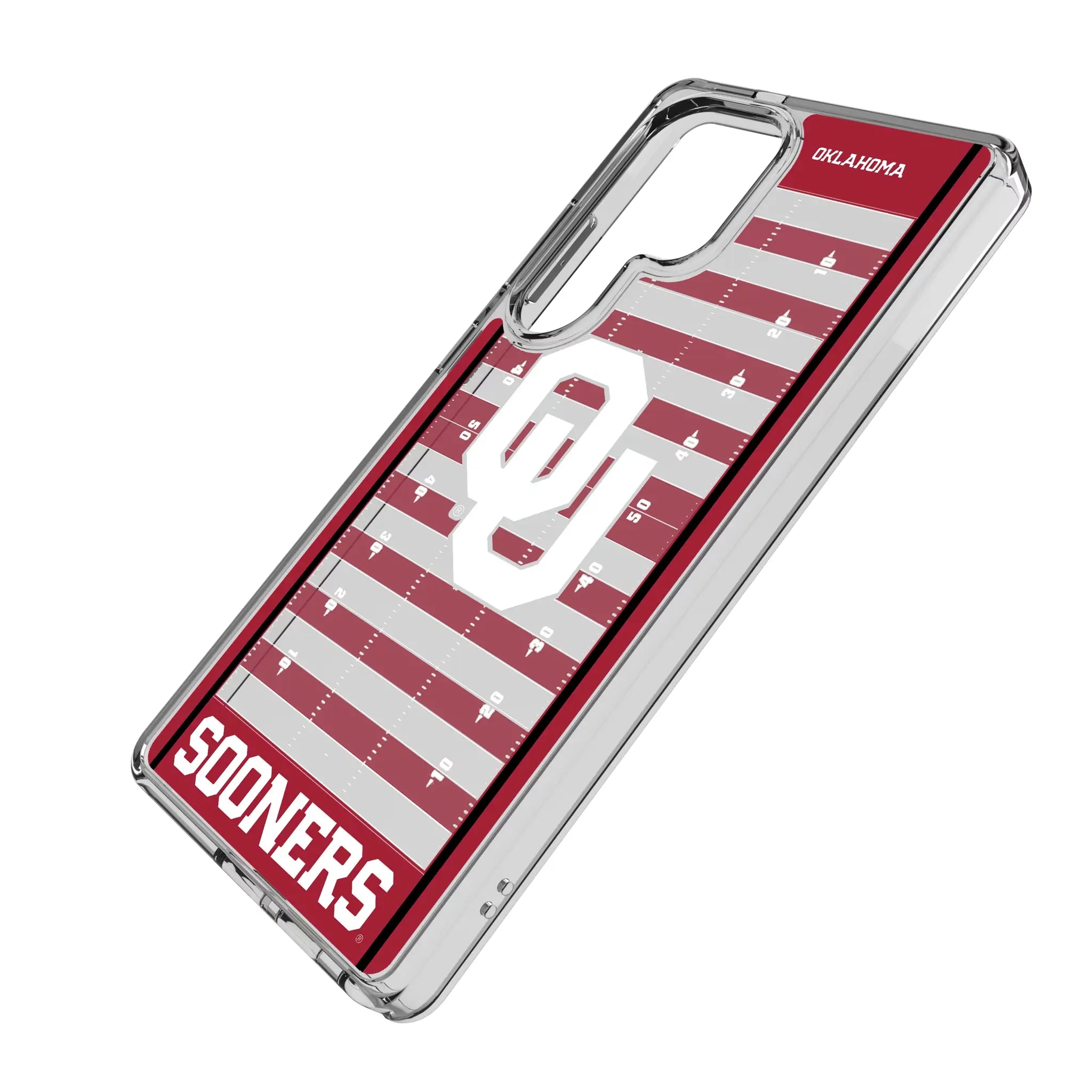 University of Oklahoma Sooners Field Galaxy Clear Phone Case for Samsung Galaxy - Isometric View#Device_Galaxy S25 Ultra