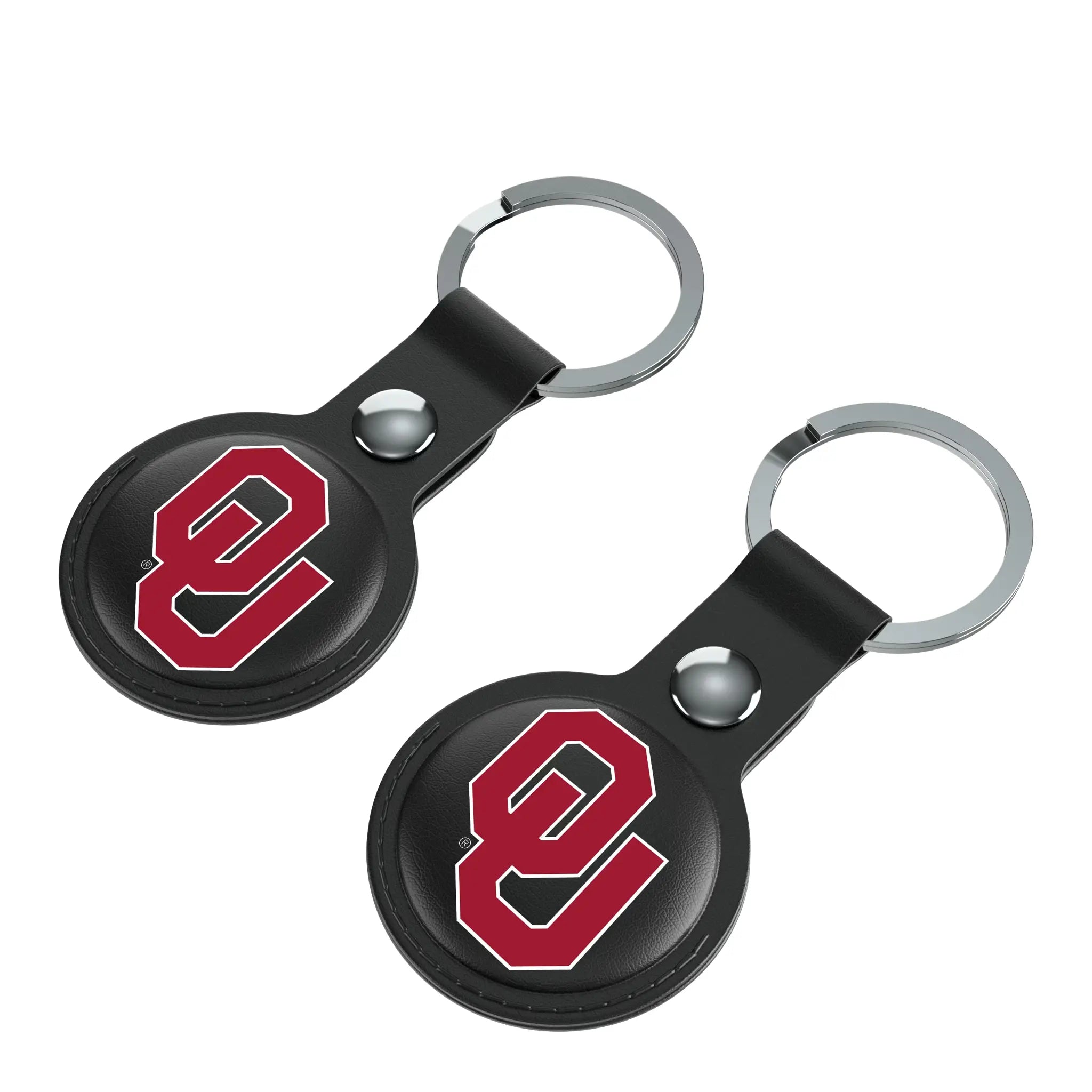 University of Oklahoma Sooners Insignia AirTag Black Airtag Holder 2-Pack - Isometric View