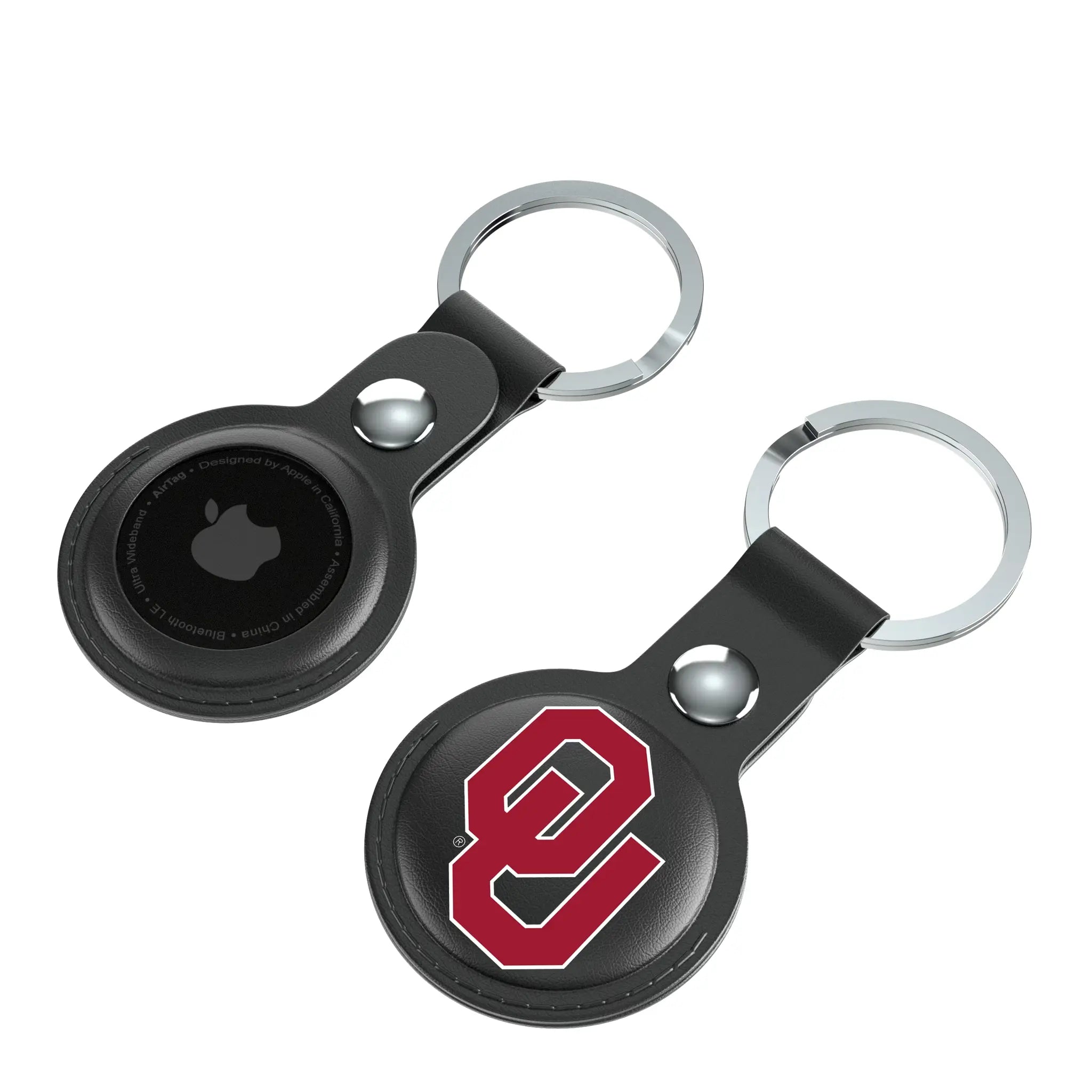 University of Oklahoma Sooners Insignia AirTag Black Airtag Holder 2-Pack - Isometric View