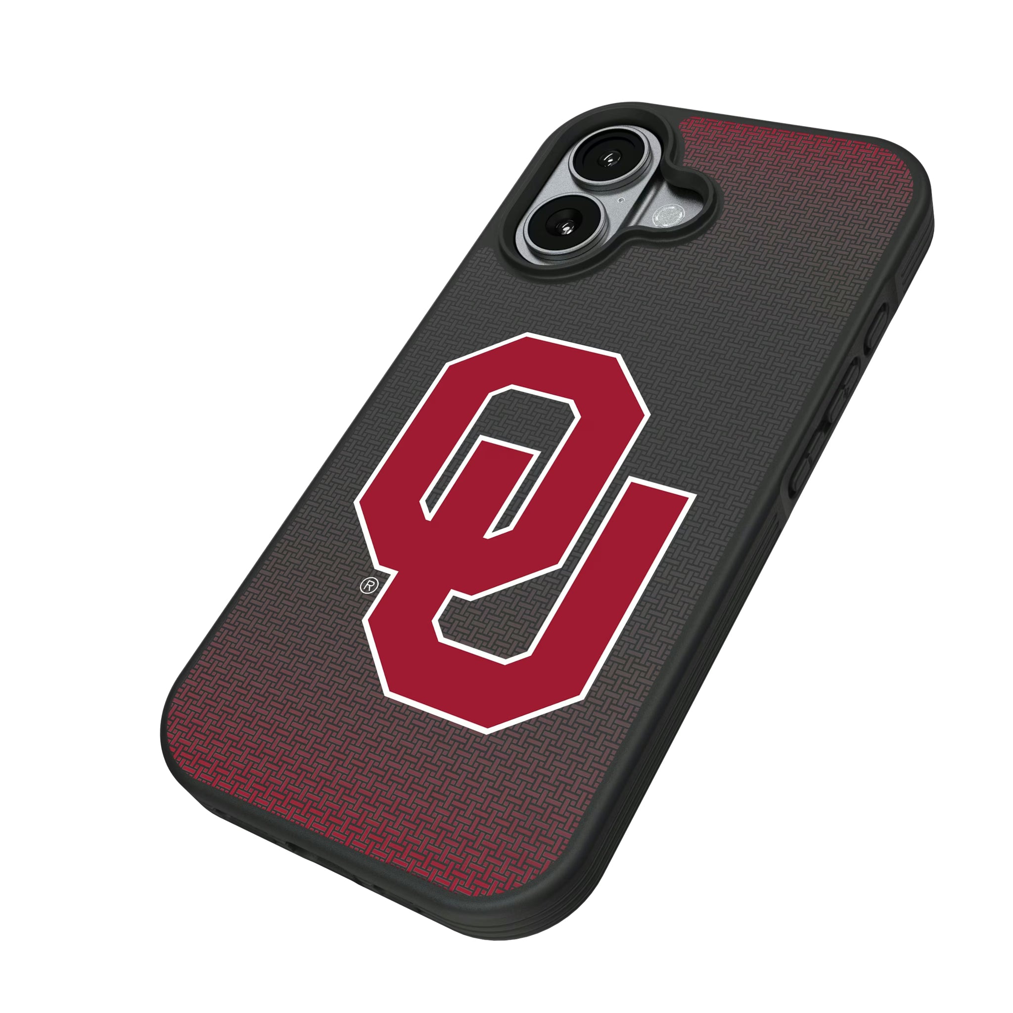 University of Oklahoma Sooners Linen iPhone Bump Phone Case for Apple iPhone - Isometric View#Device_iPhone 17