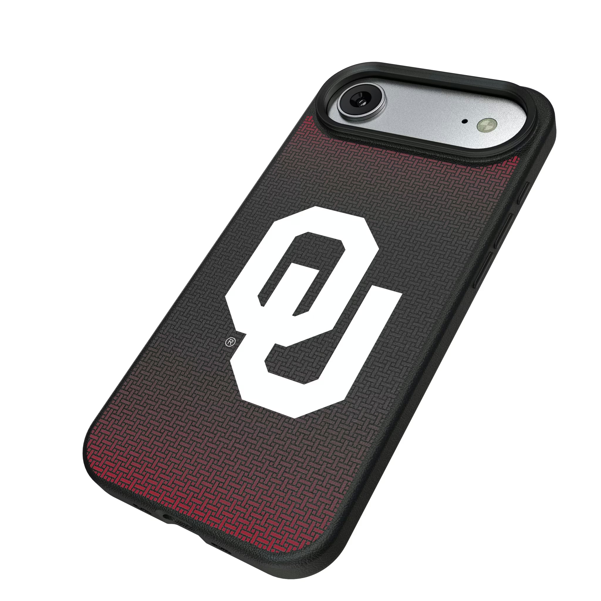 University of Oklahoma Sooners Linen iPhone MagSafe Compatible Phone Case for Apple iPhone - Isometric View#Device_iPhone Air