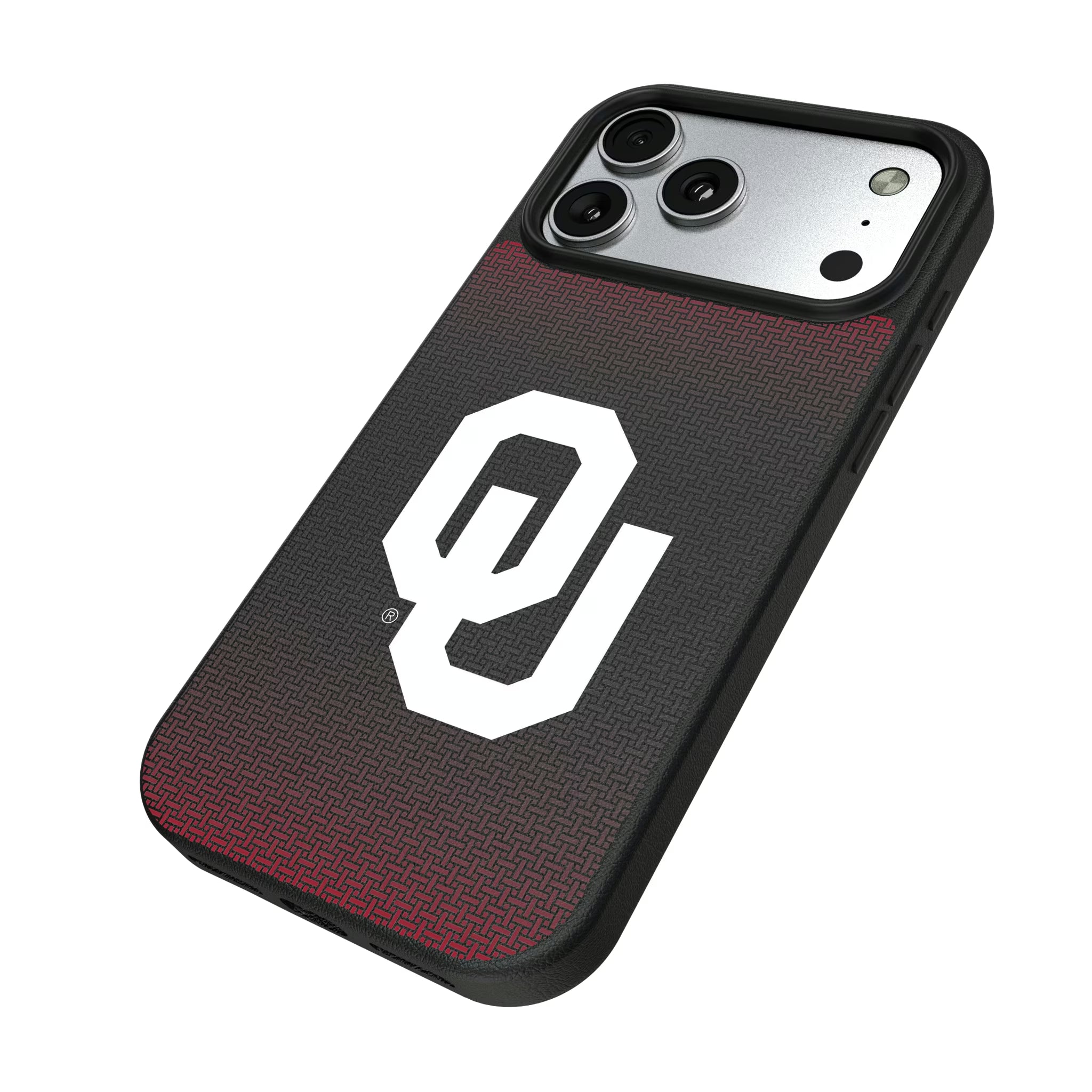 University of Oklahoma Sooners Linen iPhone MagSafe Compatible Phone Case for Apple iPhone - Isometric View#Device_iPhone 17 Pro Max