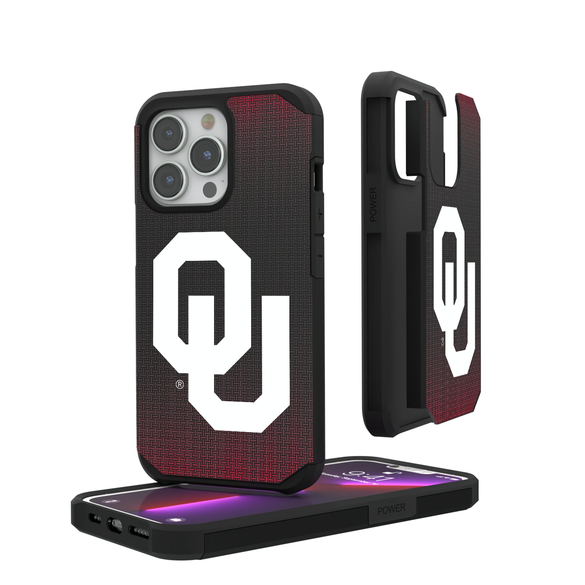 University of Oklahoma Sooners Linen iPhone Rugged Phone Case for Apple iPhone#Device_iPhone 13 Pro