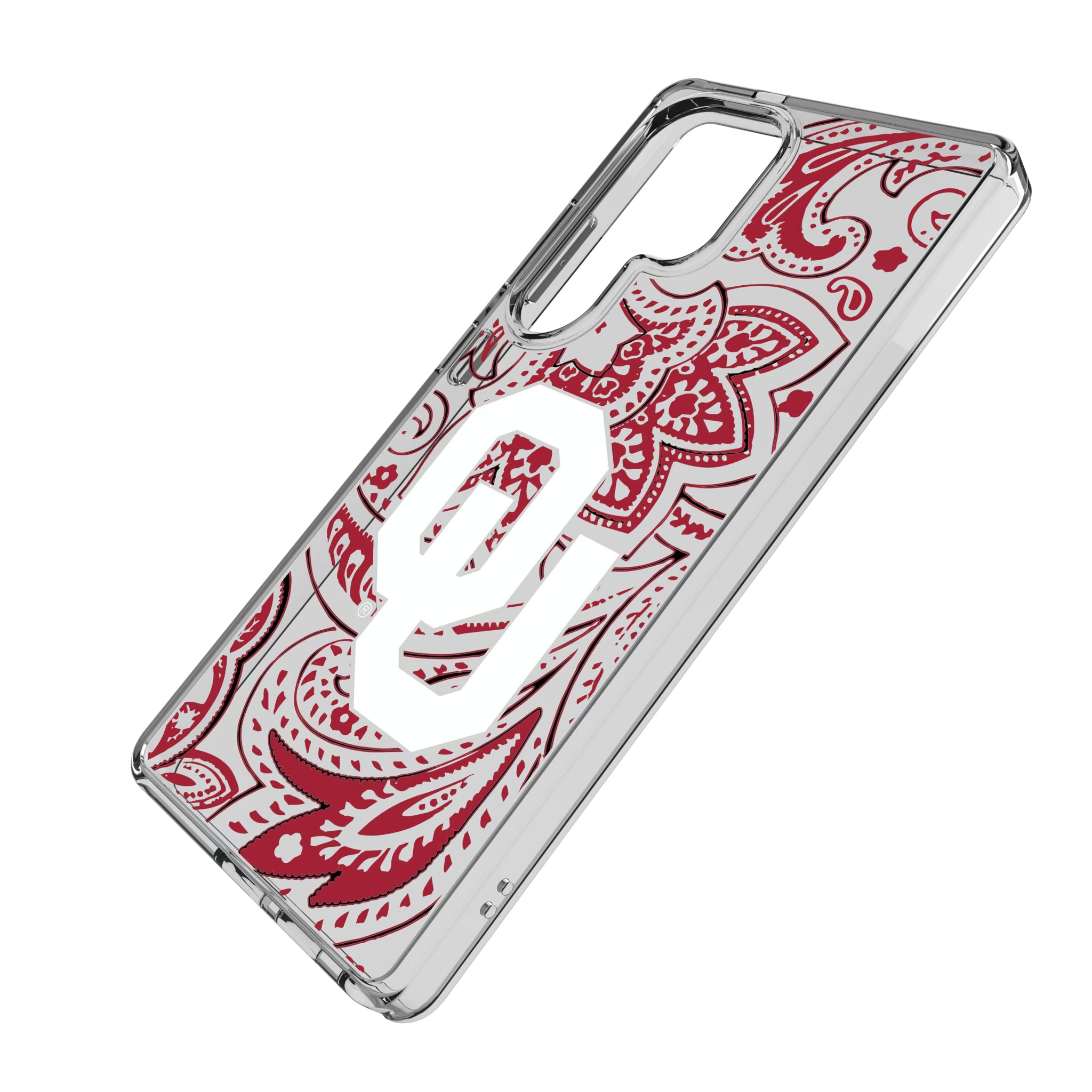 University of Oklahoma Sooners Paisley Galaxy Clear Phone Case for Samsung Galaxy - Isometric View
