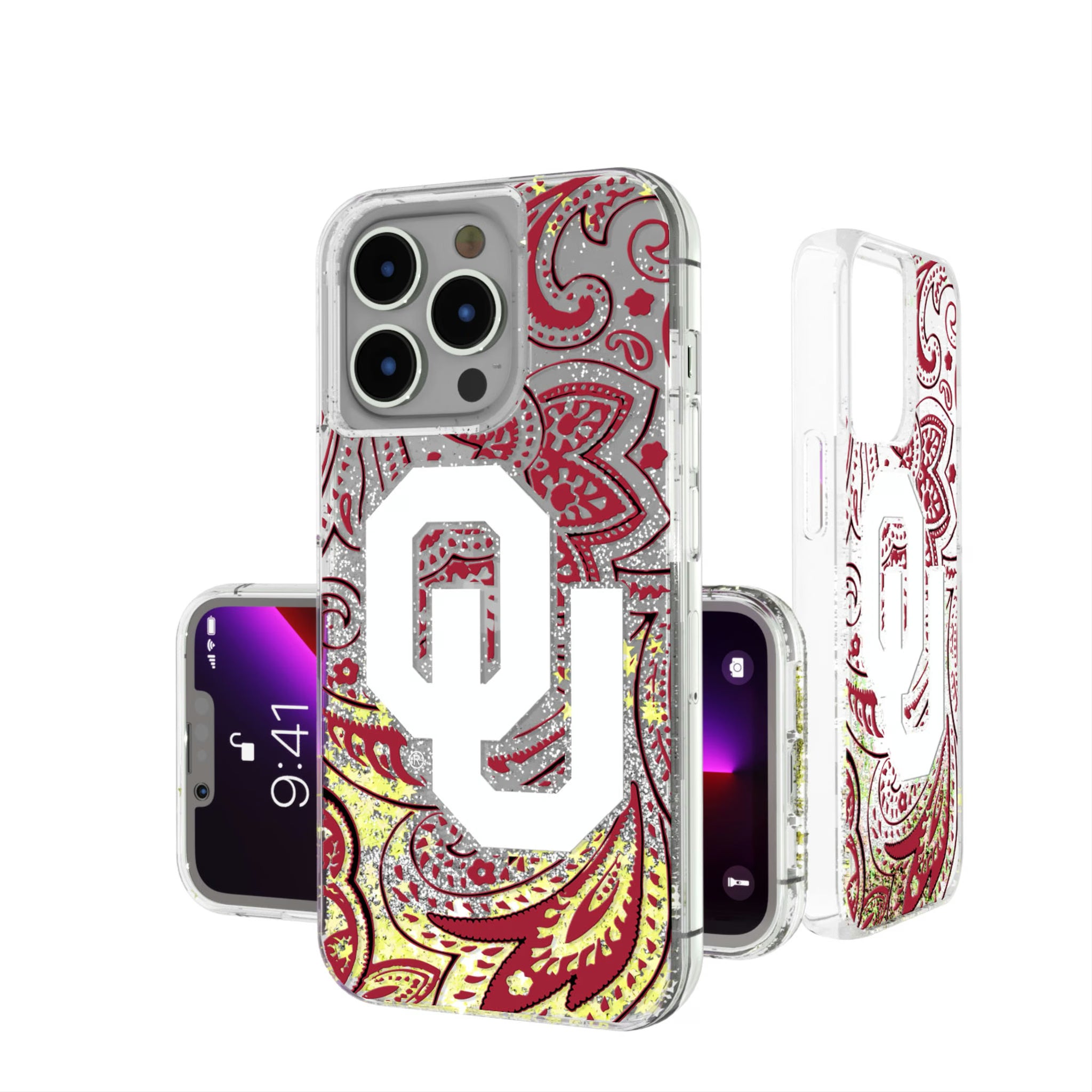 University of Oklahoma Sooners Paisley iPhone Glitter Phone Case for Apple iPhone
