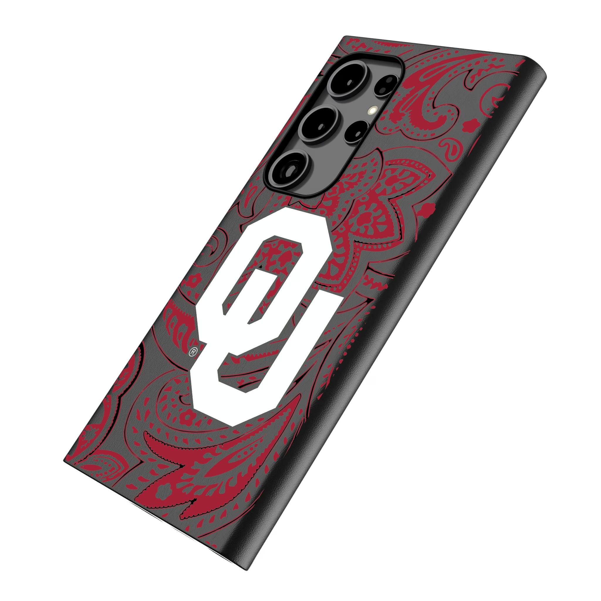 University of Oklahoma Sooners Paisley Galaxy MagSafe Compatible Phone Case for Samsung Galaxy - Isometric View