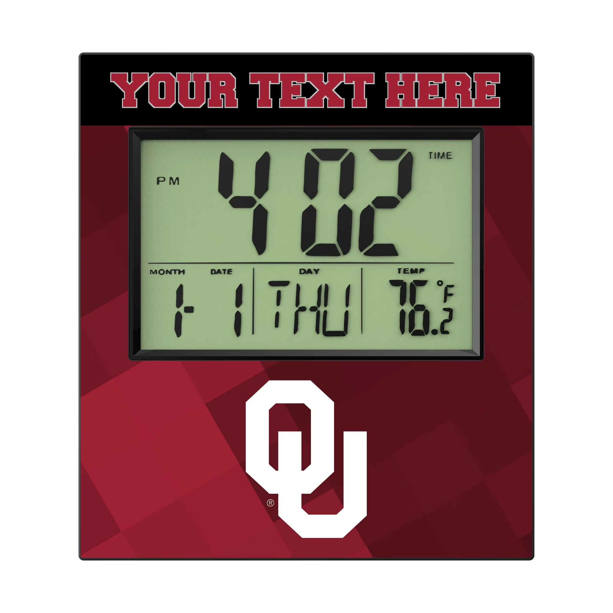 University of Oklahoma Sooners Personalized Color Block Wall Clock