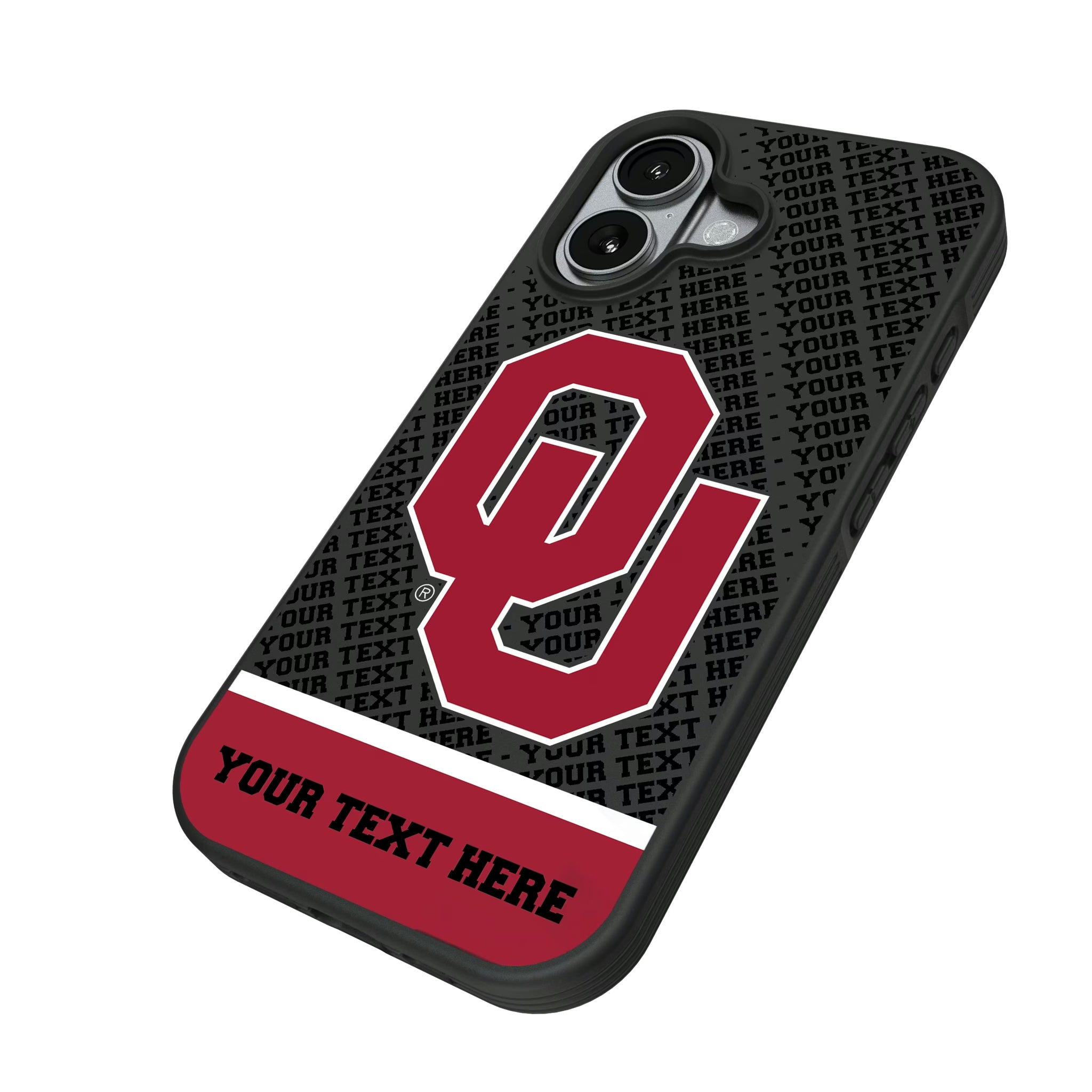 University of Oklahoma Sooners Personalized EndZone Plus iPhone Bump Phone Case for Apple iPhone - Isometric View#Device_iPhone 17