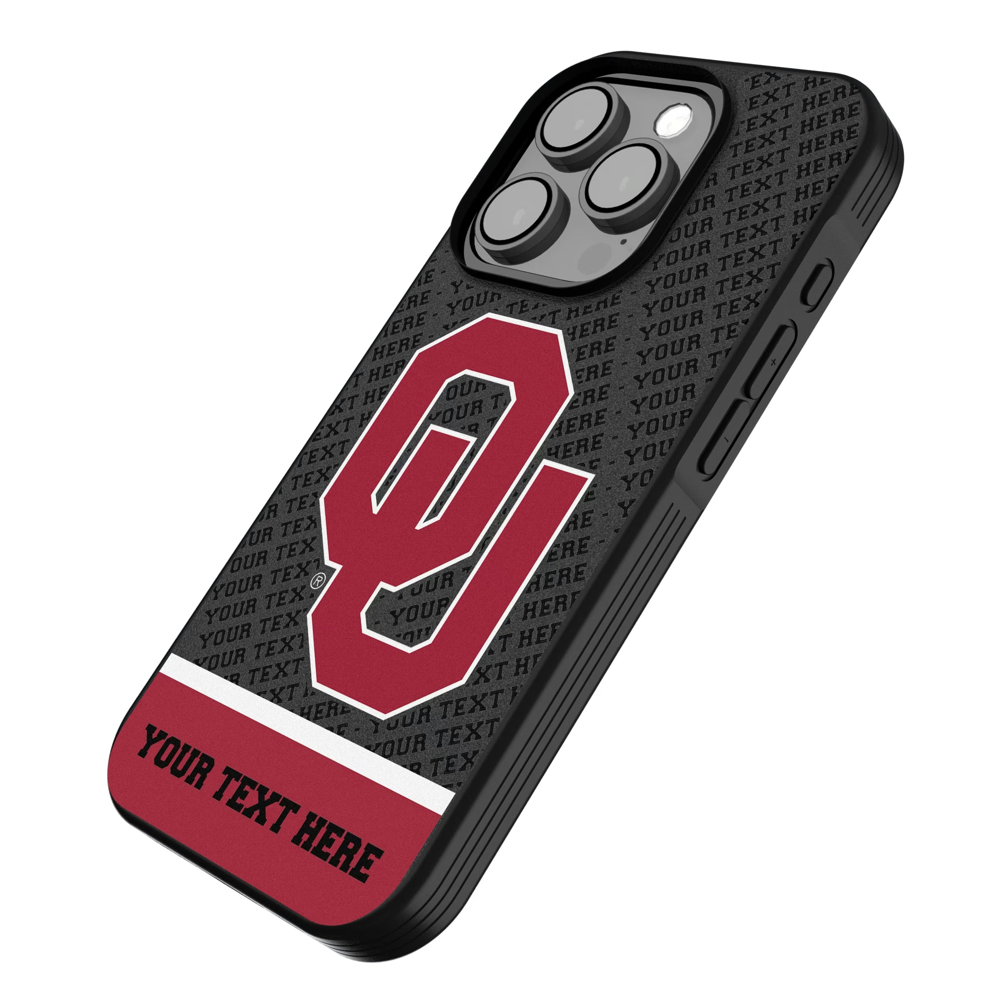 University of Oklahoma Sooners Personalized EndZone Plus iPhone Bump Phone Case for Apple iPhone - Isometric View
