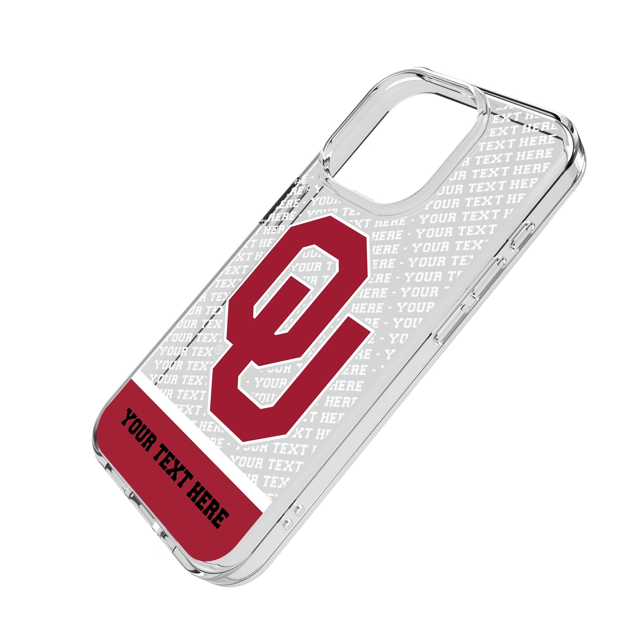 University of Oklahoma Sooners Personalized EndZone Plus iPhone Clear Phone Case for Apple iPhone - Isometric View