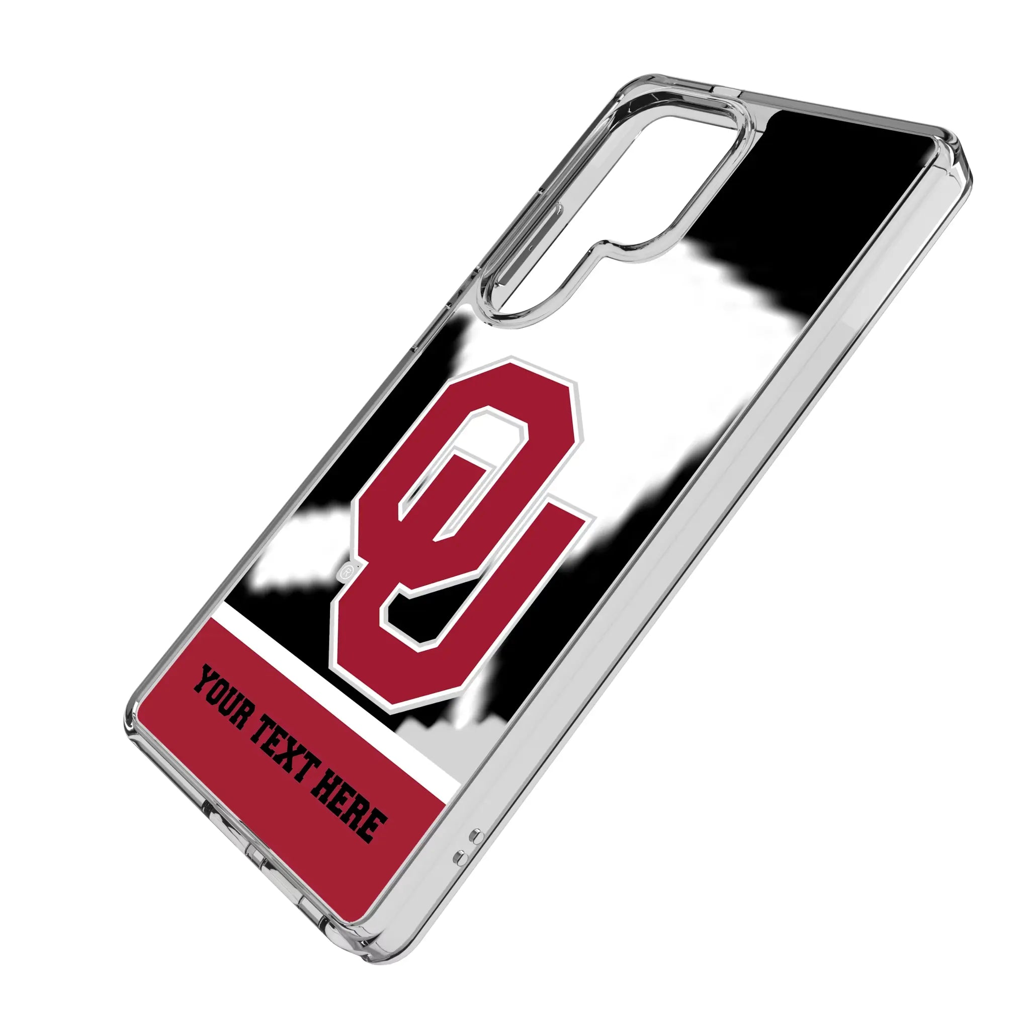 University of Oklahoma Sooners Personalized EndZone Plus Galaxy Clear Phone Case for Samsung Galaxy - Isometric View#Device_Galaxy S25 Ultra
