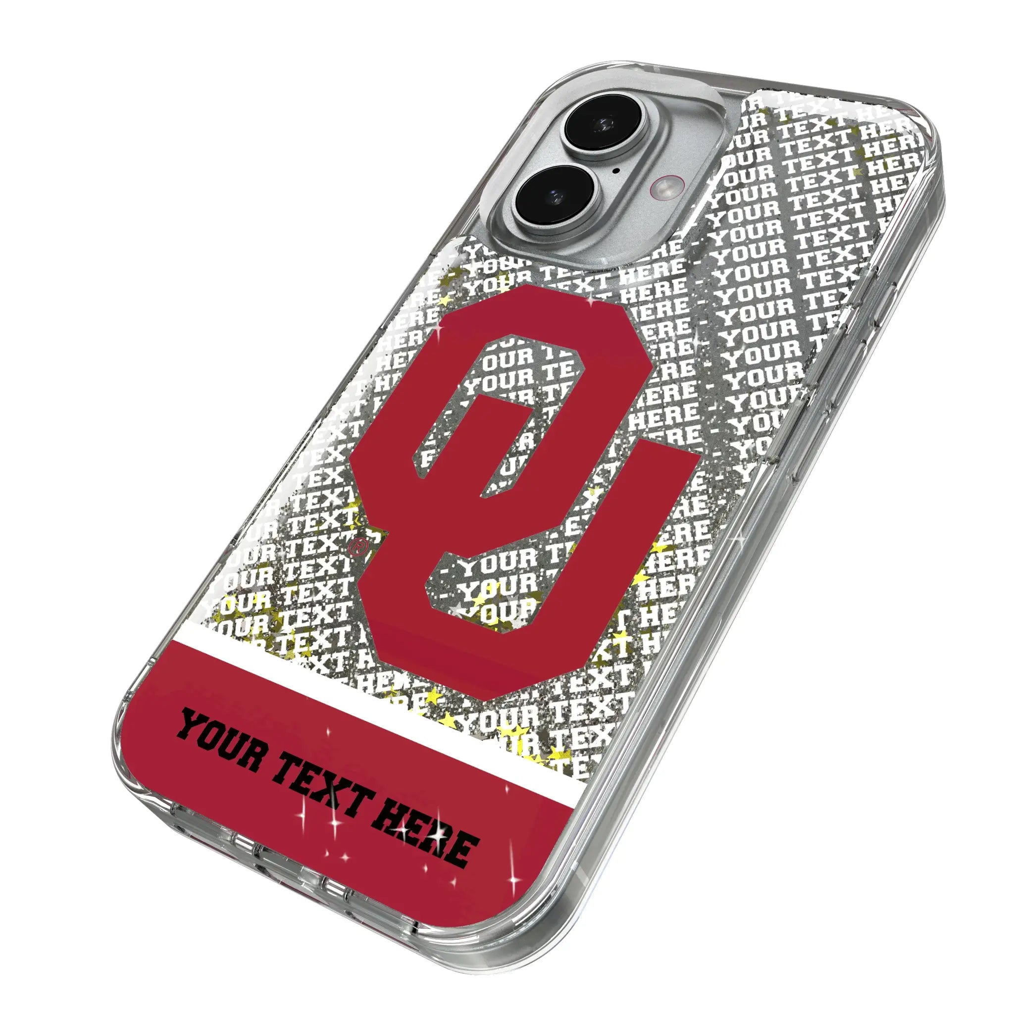 University of Oklahoma Sooners Personalized EndZone Plus iPhone Glitter Phone Case for Apple iPhone - Isometric View