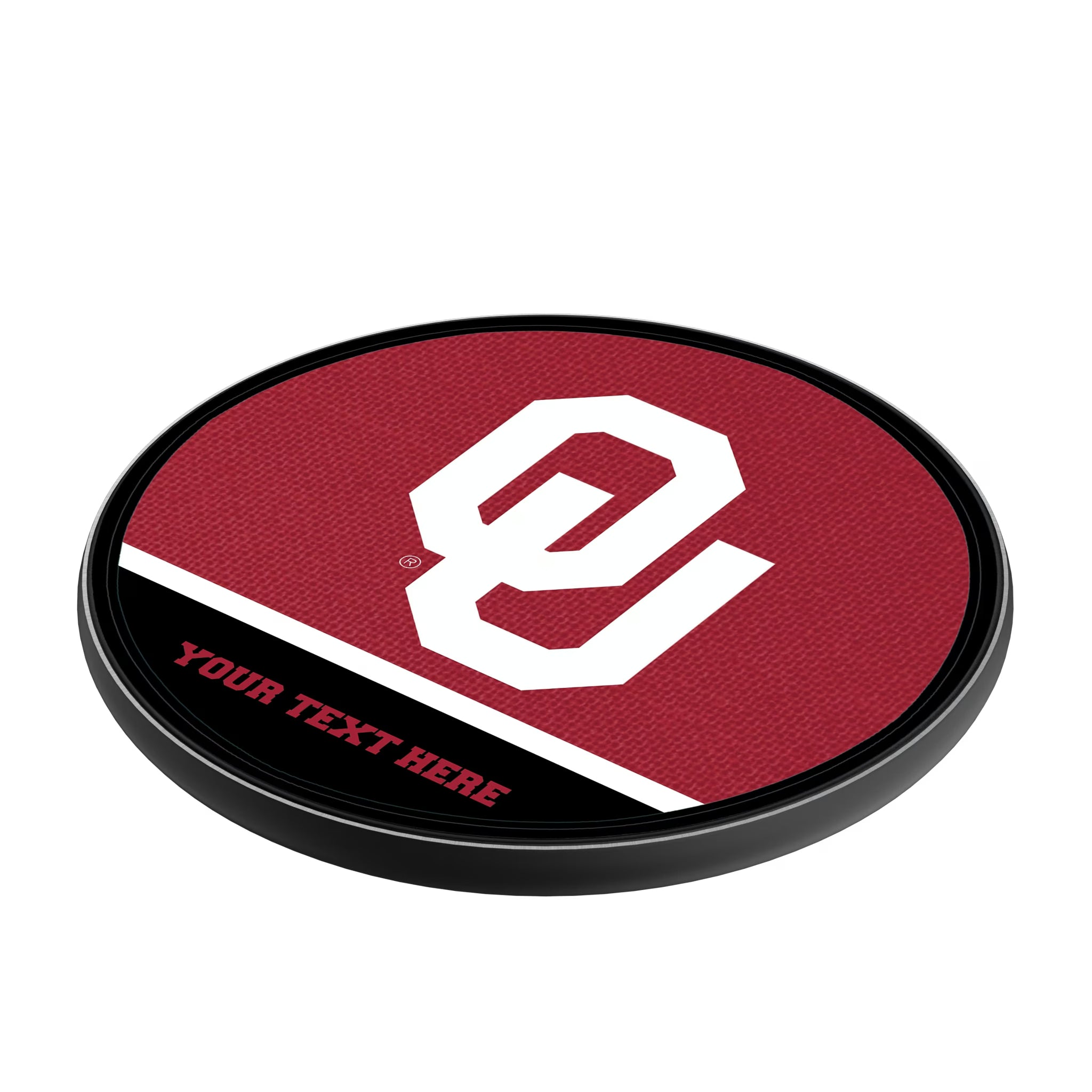 University of Oklahoma Sooners Personalized Endzone Solid 15-Watt Wireless Charger - Isometric View
