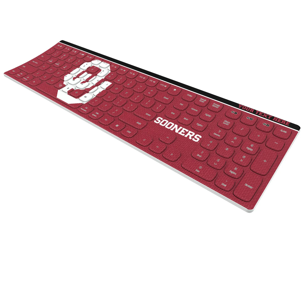 University of Oklahoma Sooners Personalized Endzone Solid KKB605 Curved Wireless Keyboard - Isometric View