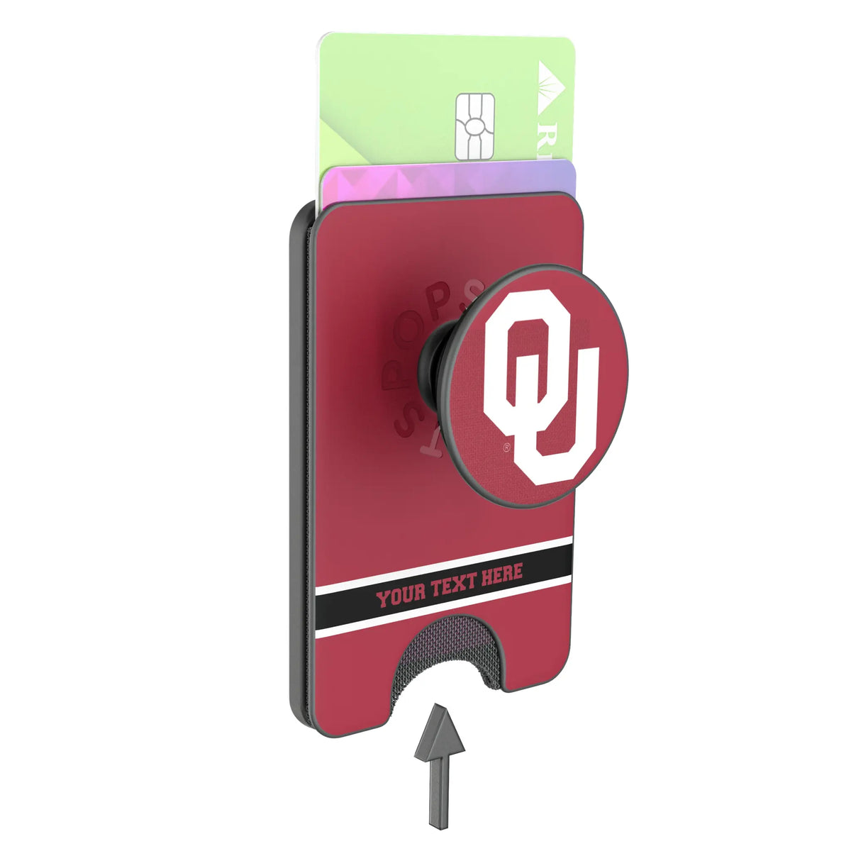 University of Oklahoma Sooners Personalized Endzone Solid Popsockets Wallet Magnetic - Detail