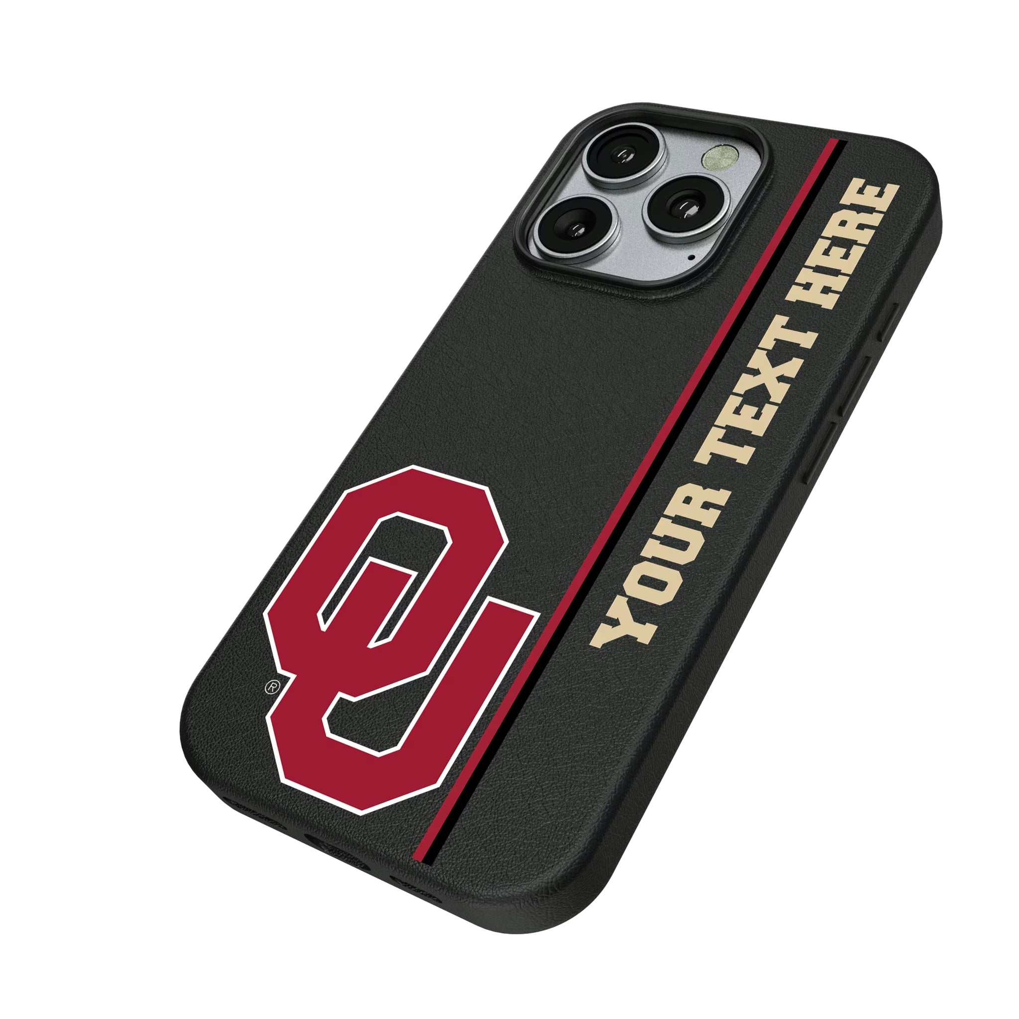 University of Oklahoma Sooners Personalized Sidebard iPhone MagSafe Compatible Phone Case for Apple iPhone - Isometric View
