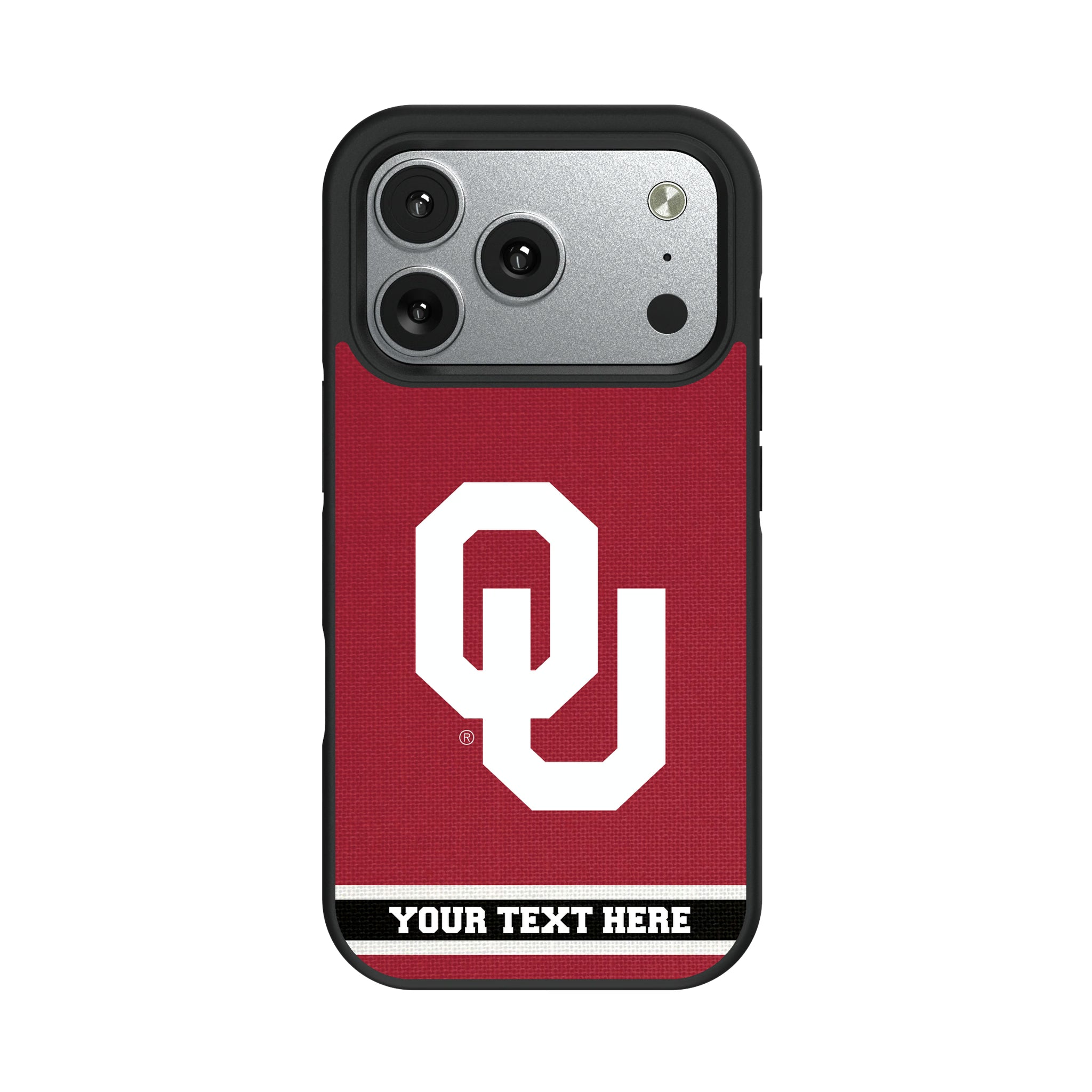 University of Oklahoma Sooners Personalized Stripe iPhone Bump Phone Case for Apple iPhone#Device_iPhone 17 Pro