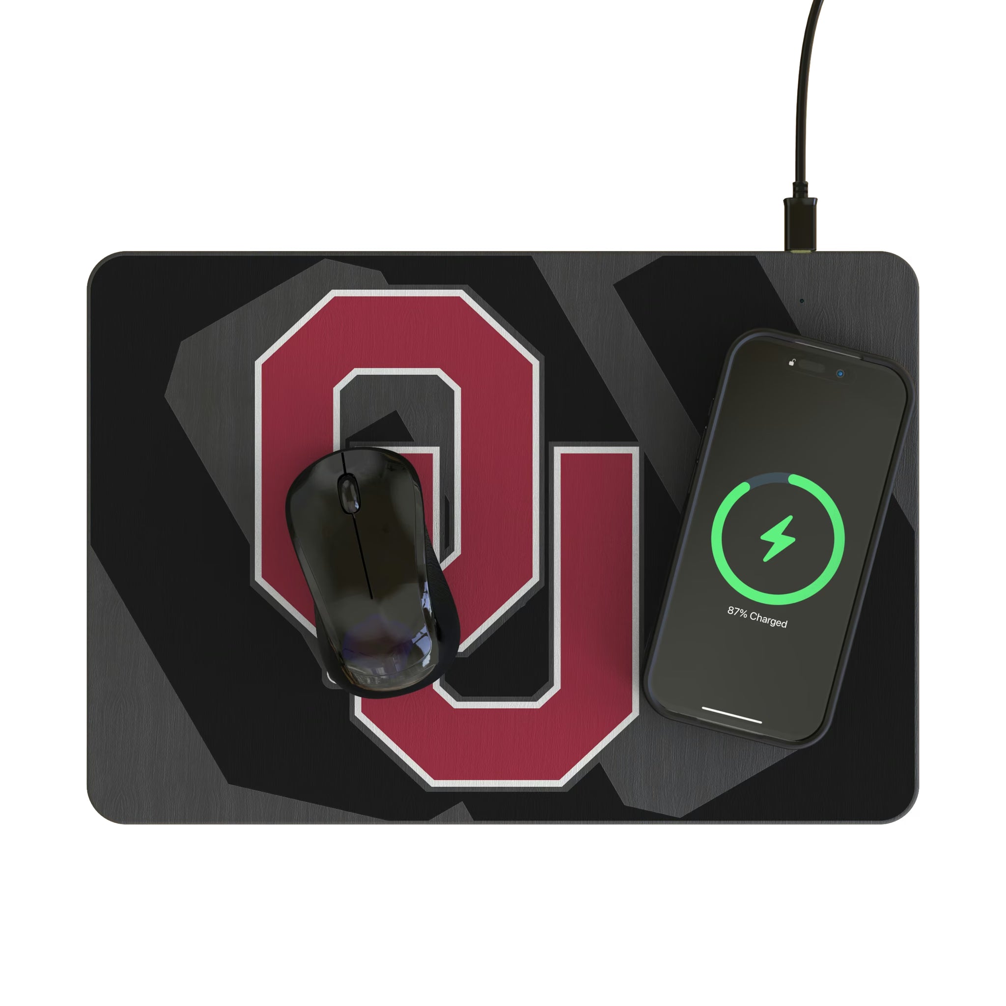 University of Oklahoma Sooners Personalized Tilt 15-Watt Wireless Charger and Mouse Pad - Lifestyle