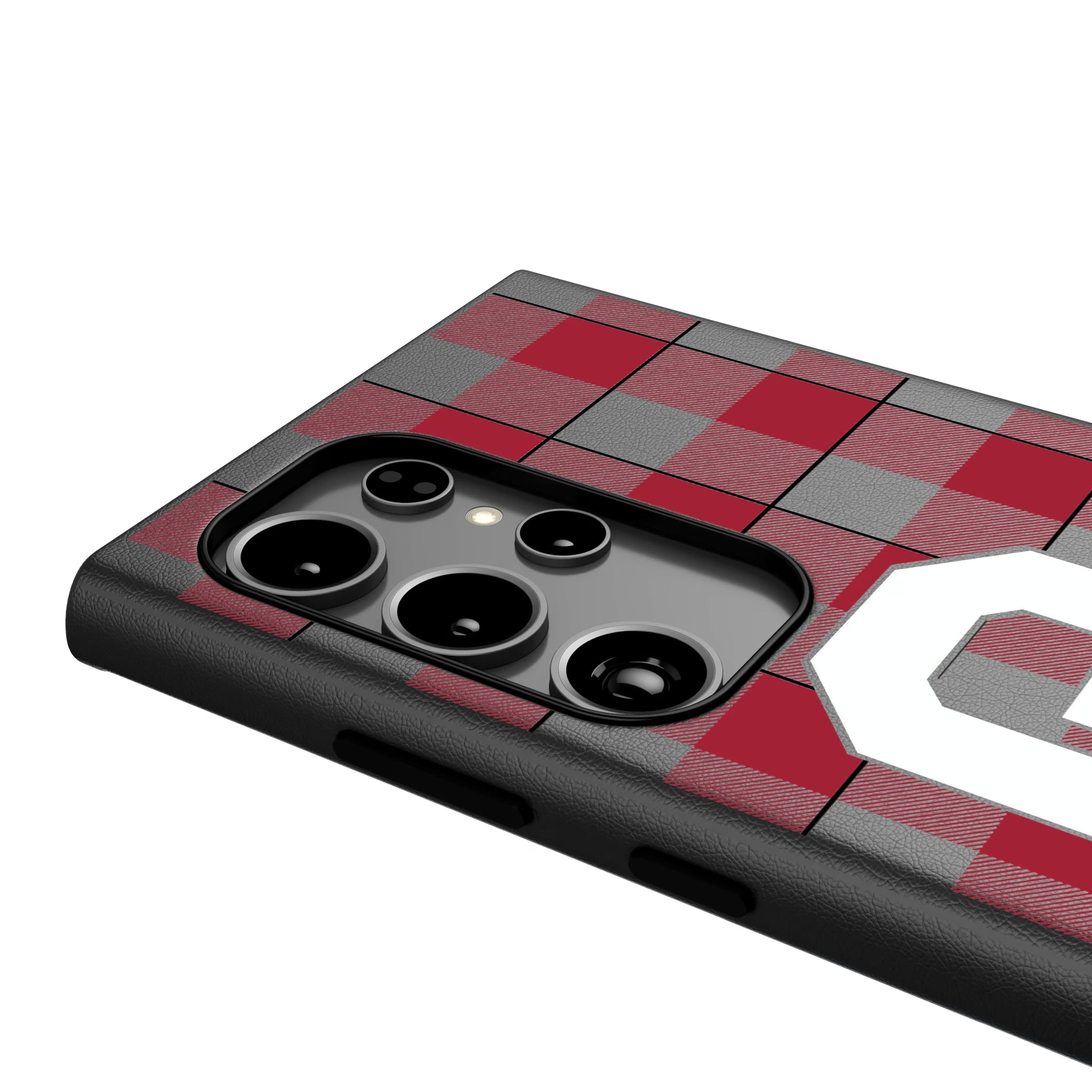 University of Oklahoma Sooners Plaid Galaxy MagSafe Compatible Phone Case for Samsung Galaxy - Detail