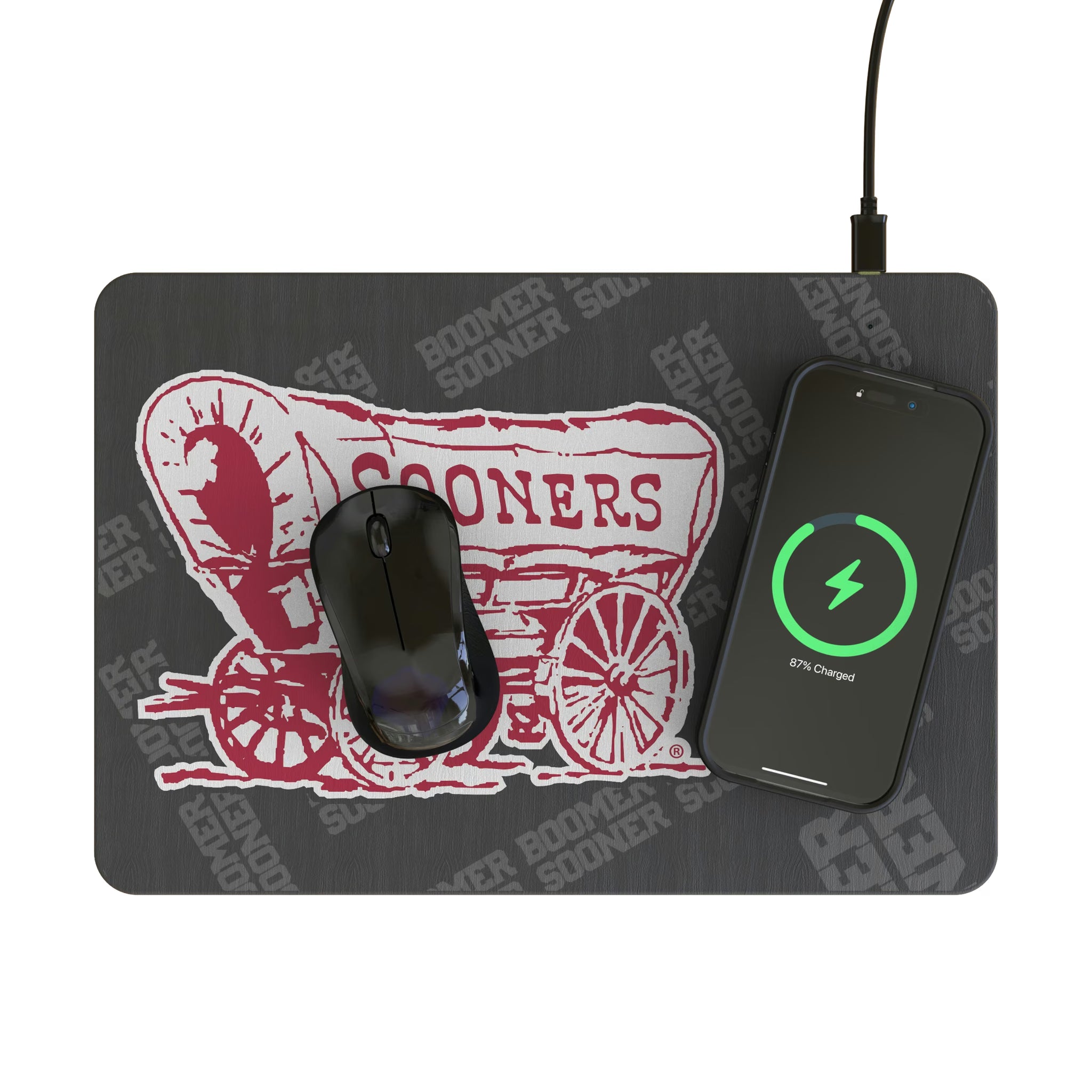 University of Oklahoma Sooners Quadtile 15-Watt Wireless Charger and Mouse Pad - Lifestyle