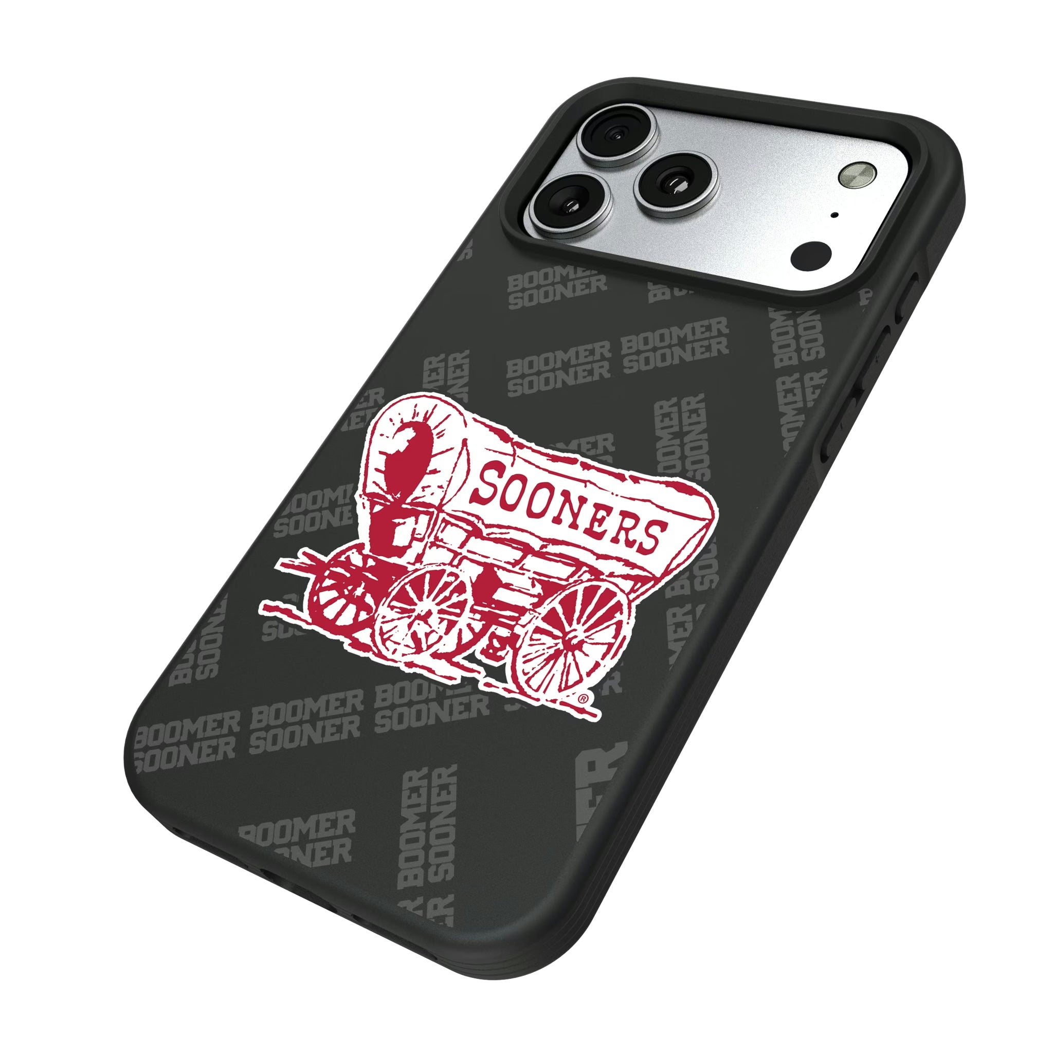 University of Oklahoma Sooners Quadtile iPhone Bump Phone Case for Apple iPhone - Isometric View#Device_iPhone 17 Pro Max